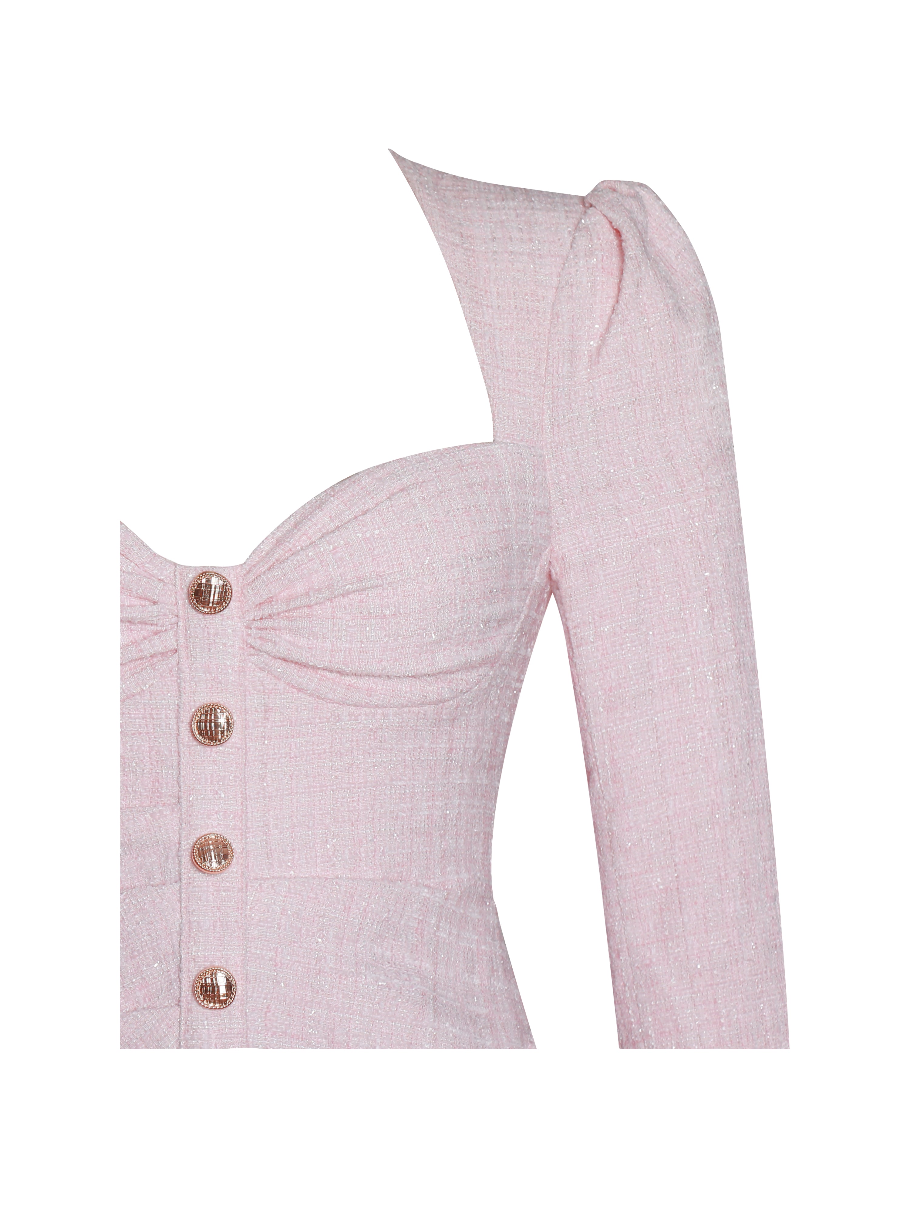 Tae Pink Tweed Long Sleeve Drop Waist Mini Dress (Archive Sale)