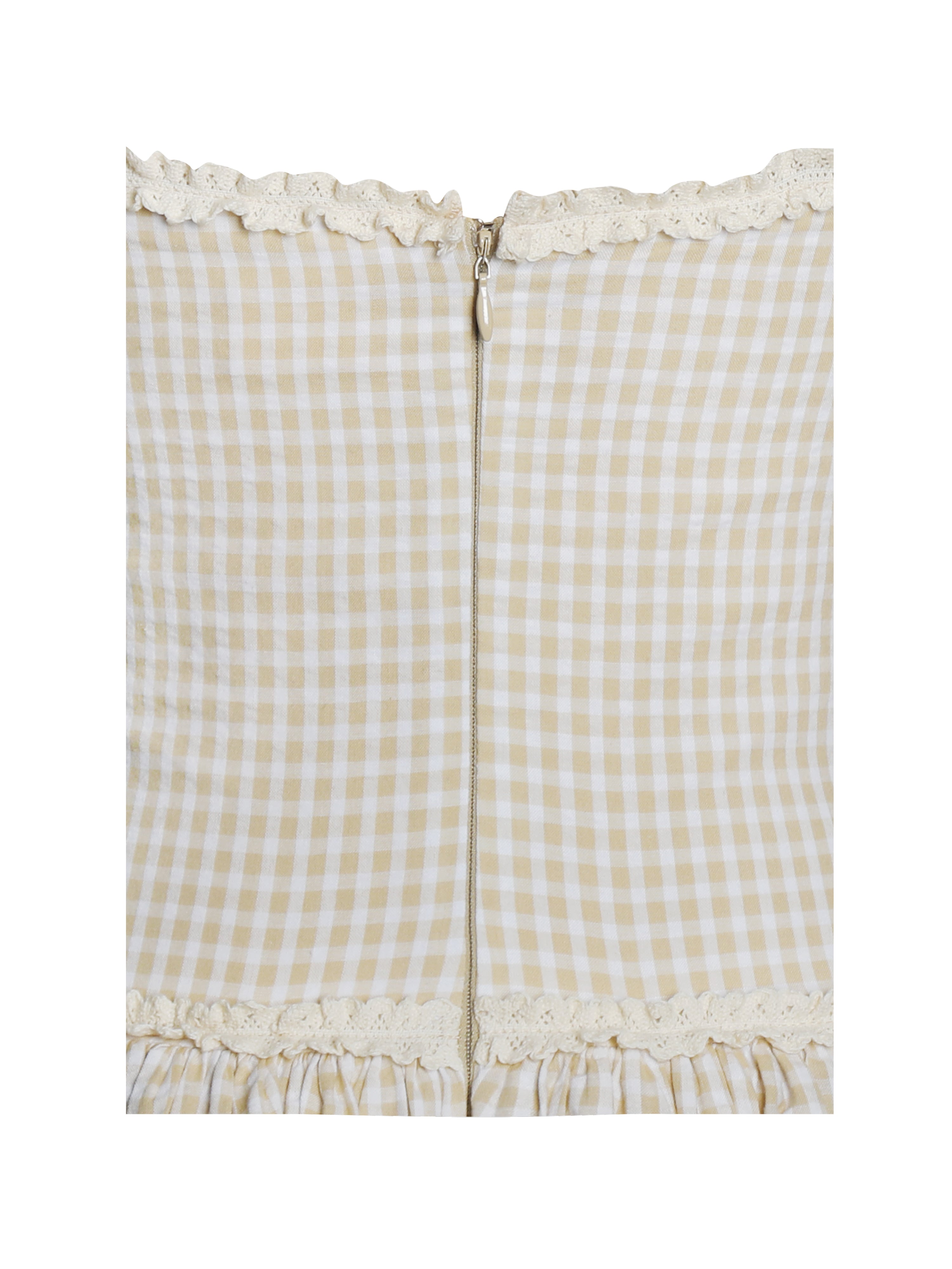 Idella Yellow Gingham U Neck Midi Dress