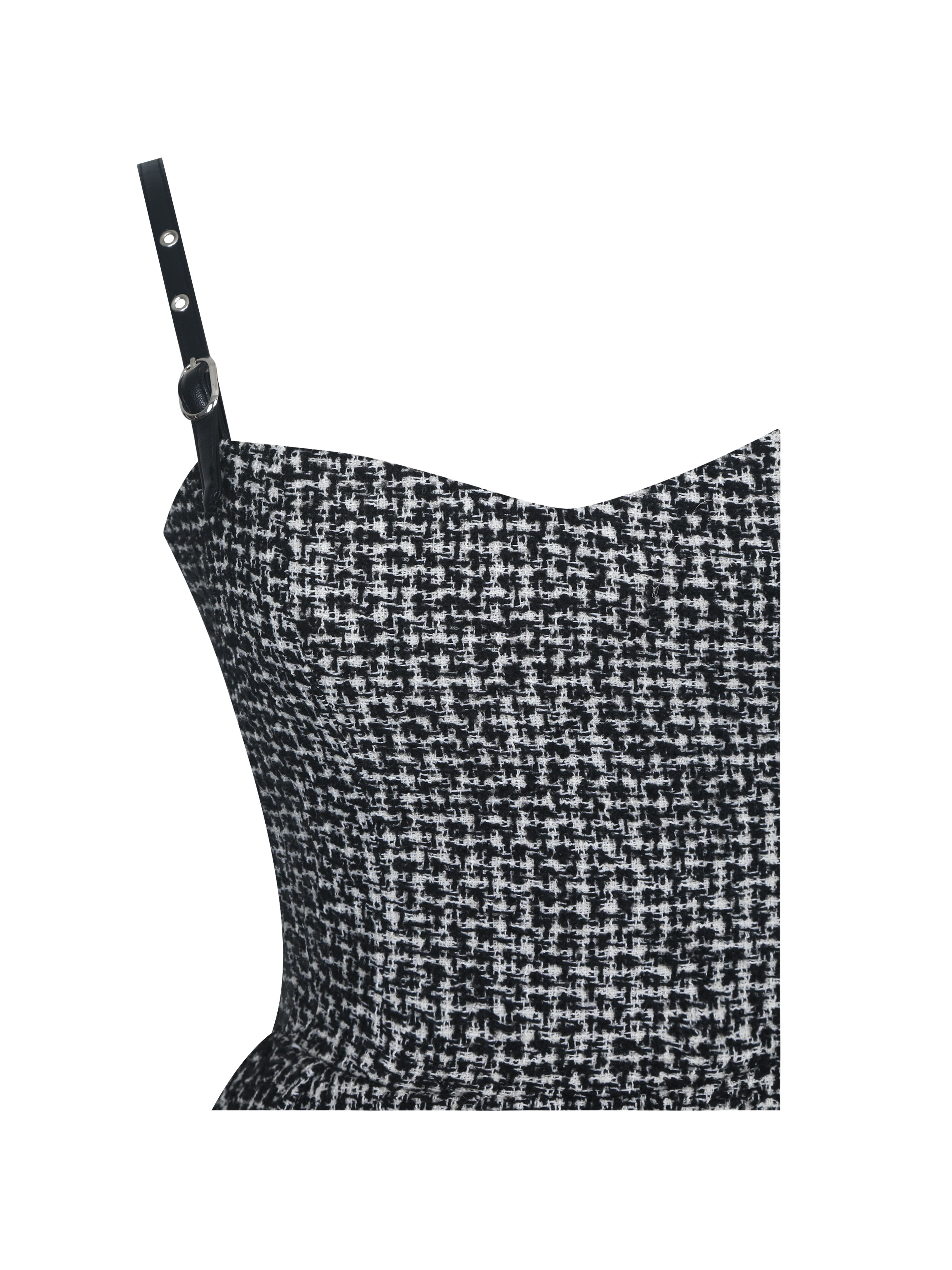 Katalina Black & White Tweed Backless Midi Dress