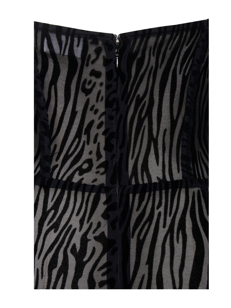 Ulani Black Burnout Velvet Detail Mesh Maxi Dress