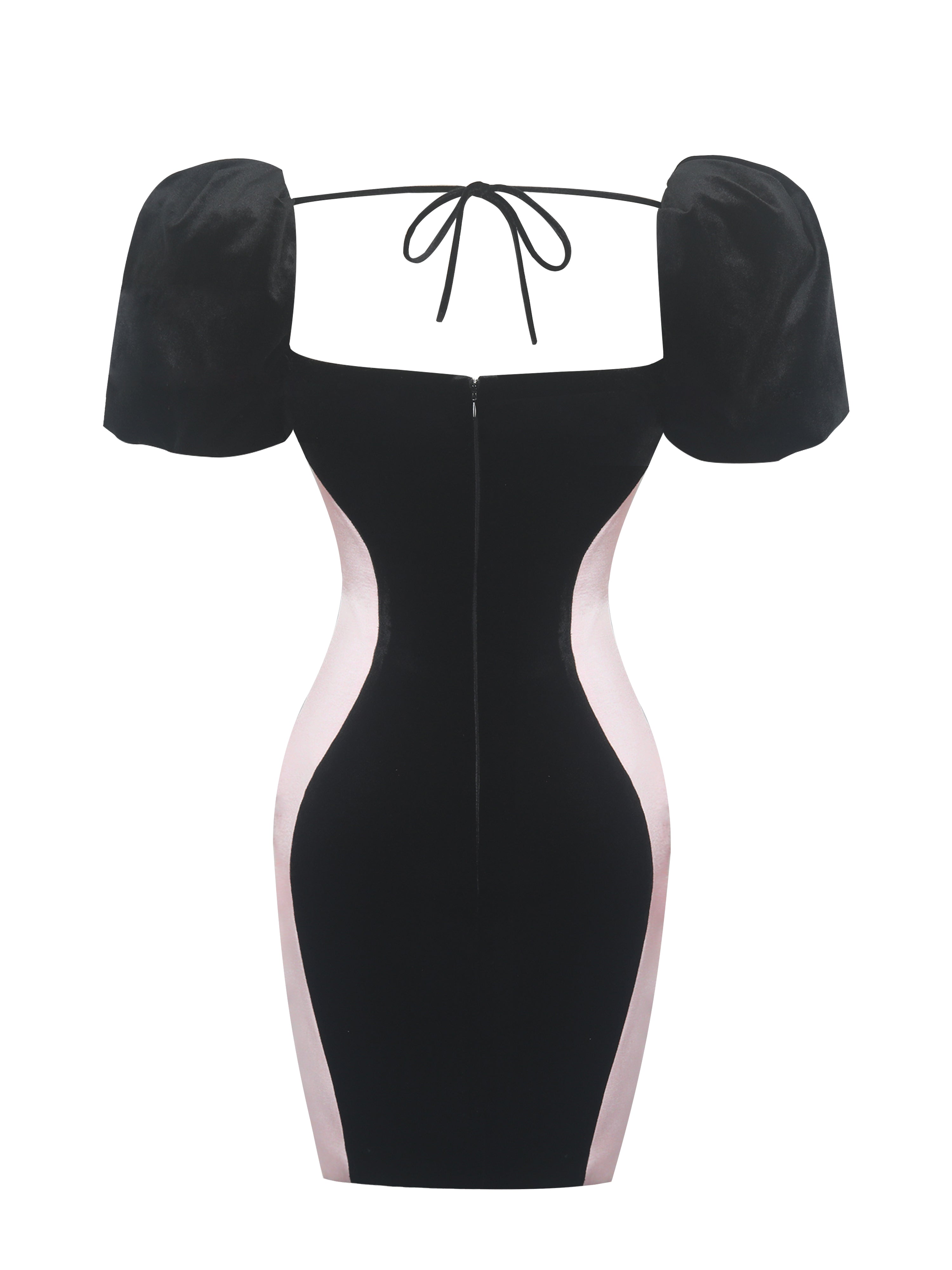 Nova Black Contoured Sweetheart Puff Sleeve Mini Dress