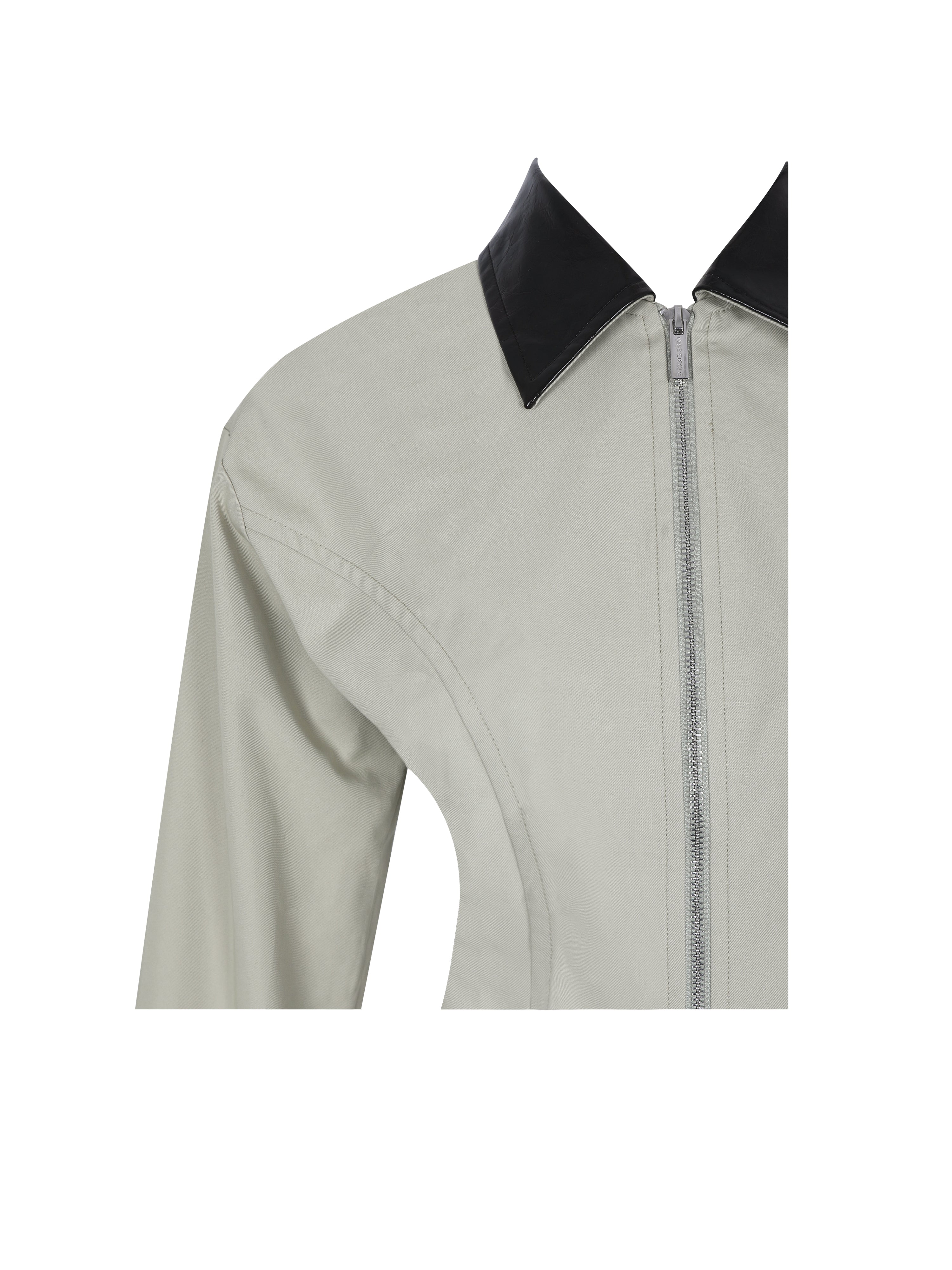 Vinette Sage Cotton Gabardine Cropped Front Zip Jacket