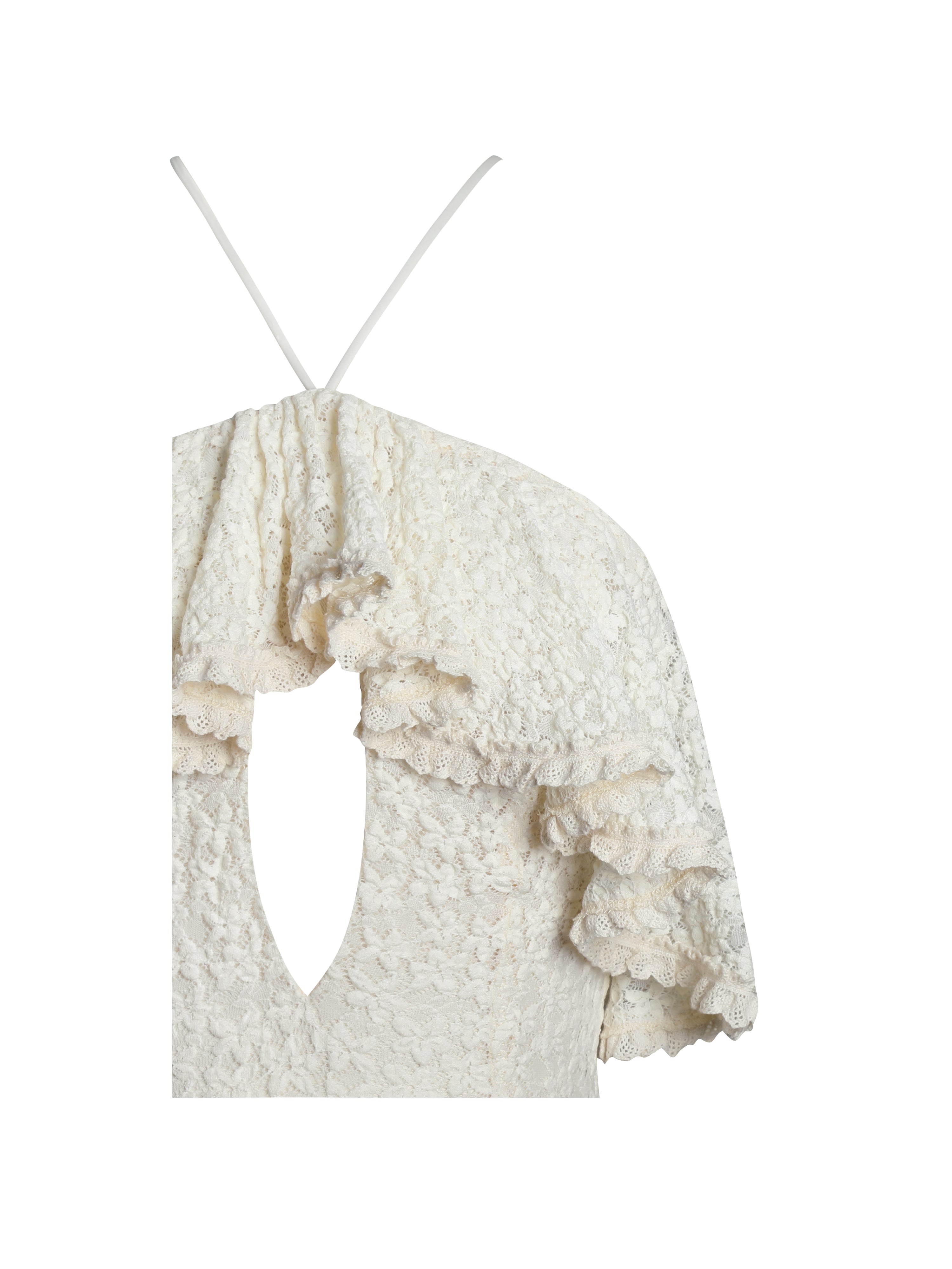 Idra Lace Trim Sleeveless Crochet Midi Trailing Dress