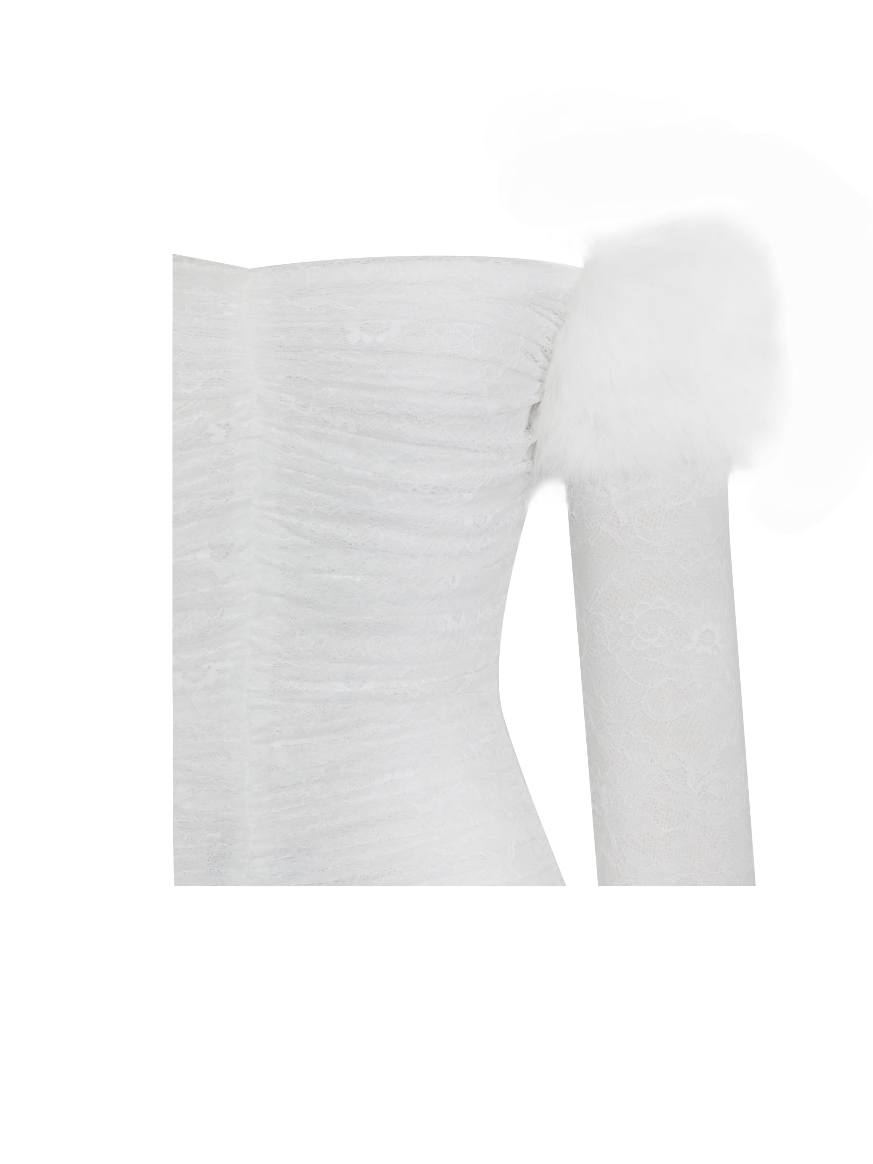 Lani White Lace Off-Shoulder Ruched Mini Dress