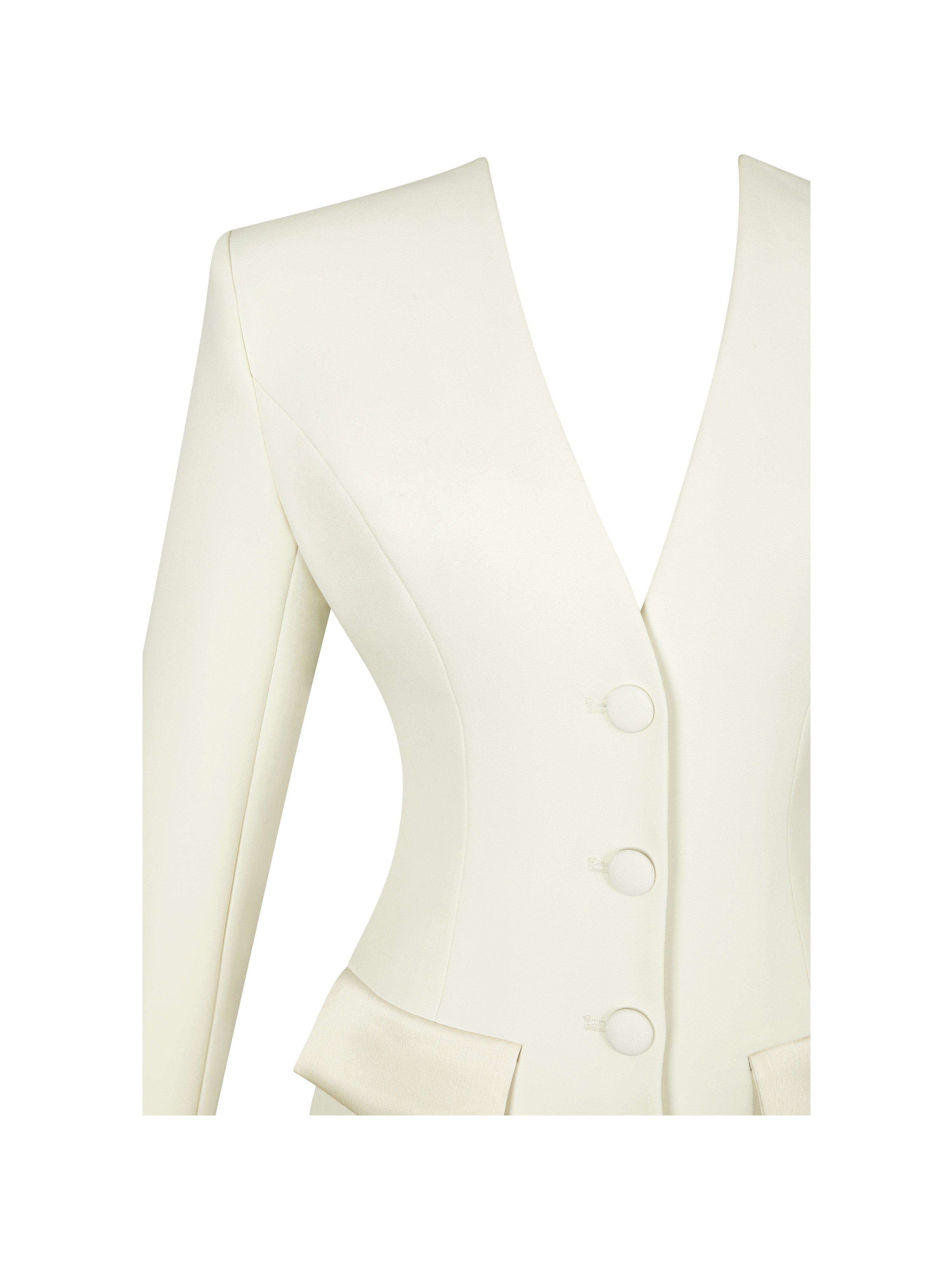 Jeannie Cream Blazer Mini Dress with Scarf