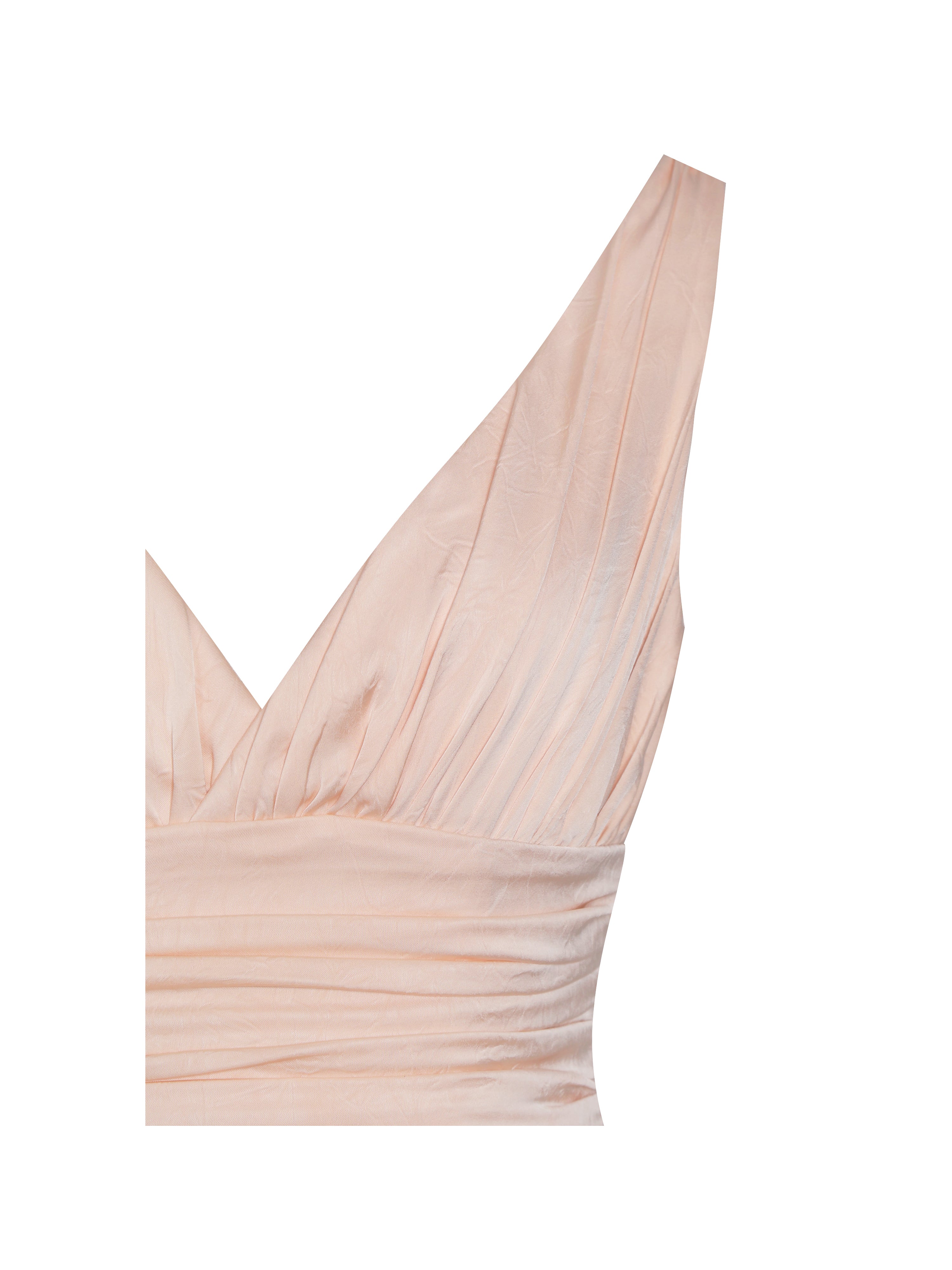 Talyssa Baby Pink Ruched Waist Double High Slit Maxi Gown