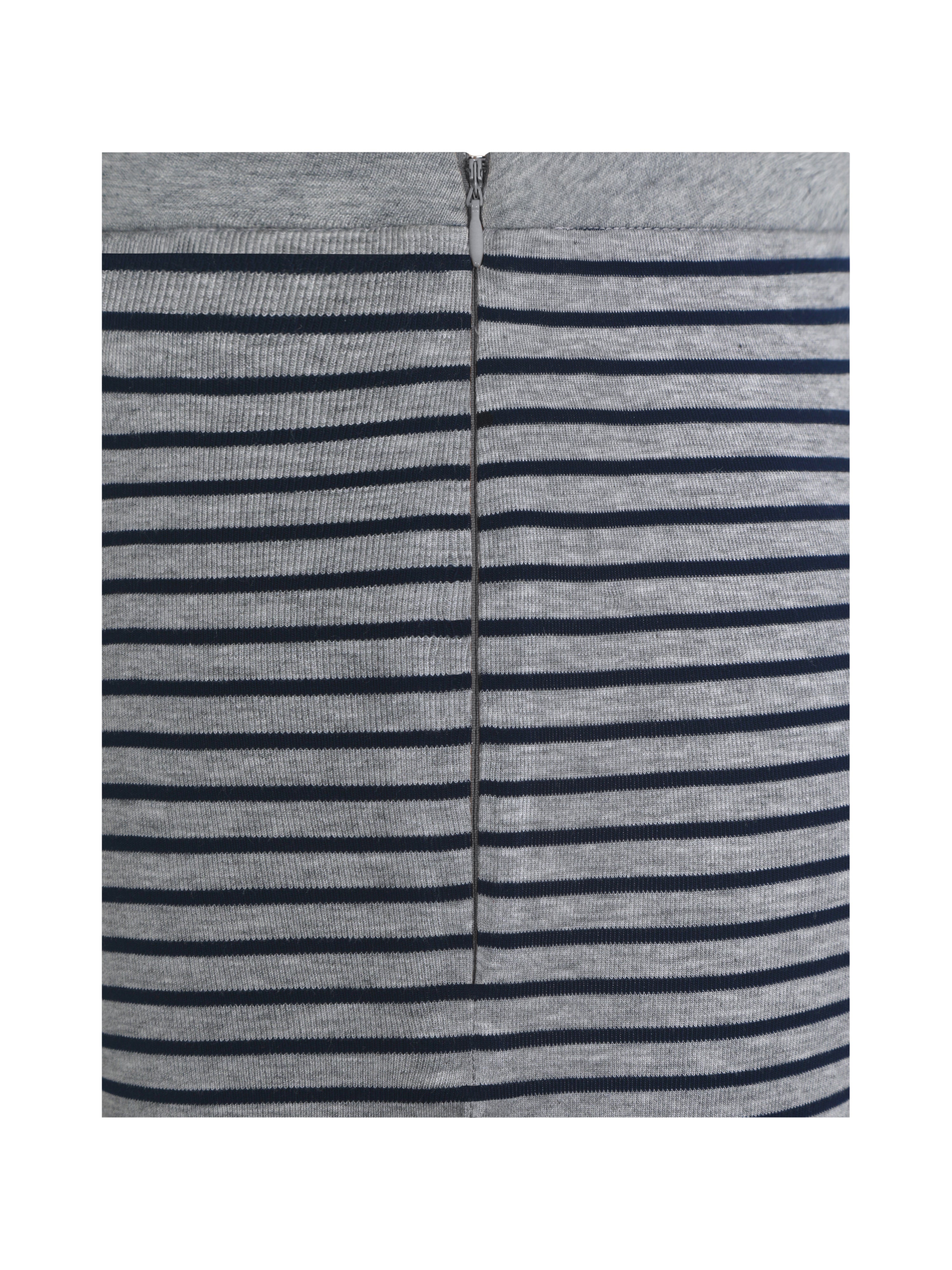 Westlyn Grey & Navy Lyocell Jersey Striped Midi Skirt