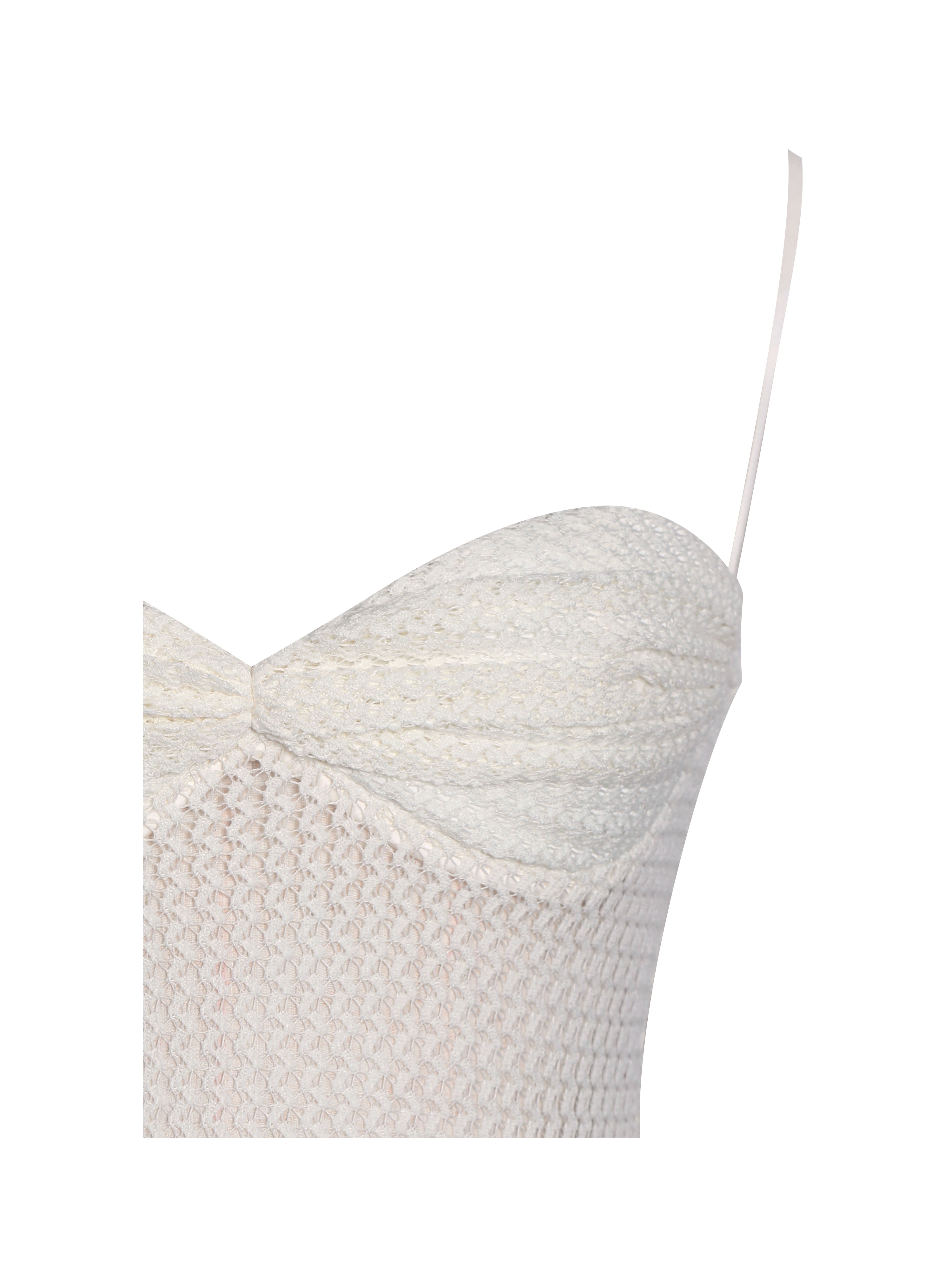 Pallas Beige Lace Trim Crochet Mermaid Maxi Dress