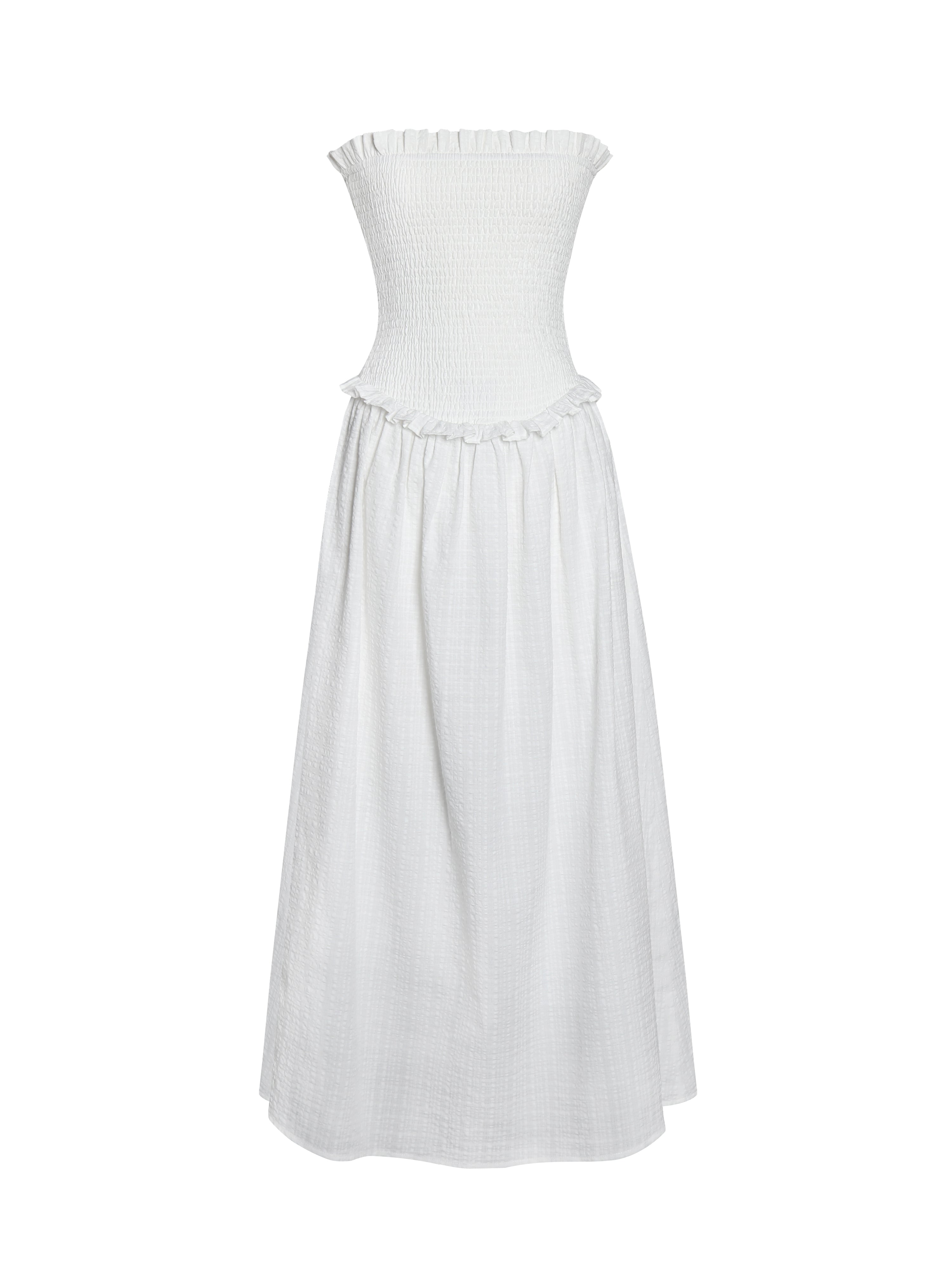 Quadiya Smock Top Strapless Drop Waist Midi Dress