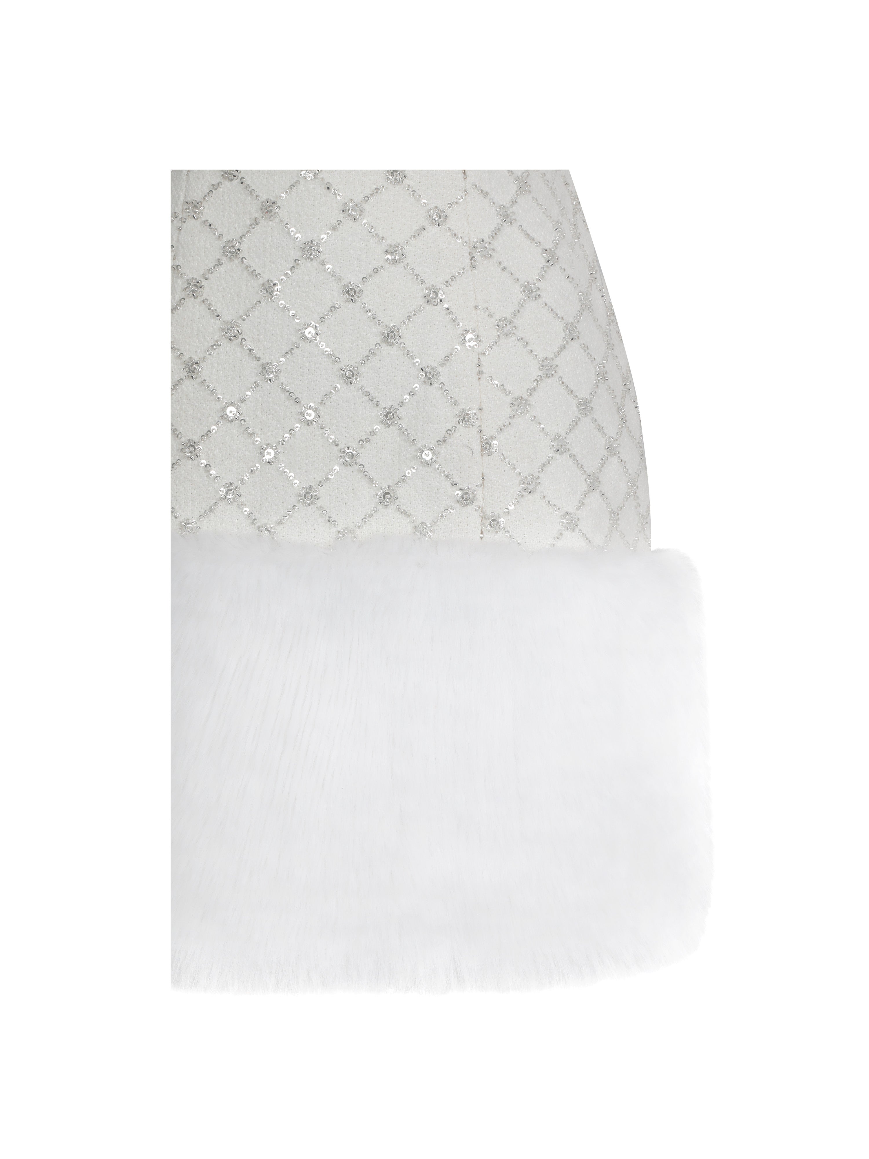 Taylor Ivory Fur Trimmed Beaded Bouclé Mini Dress