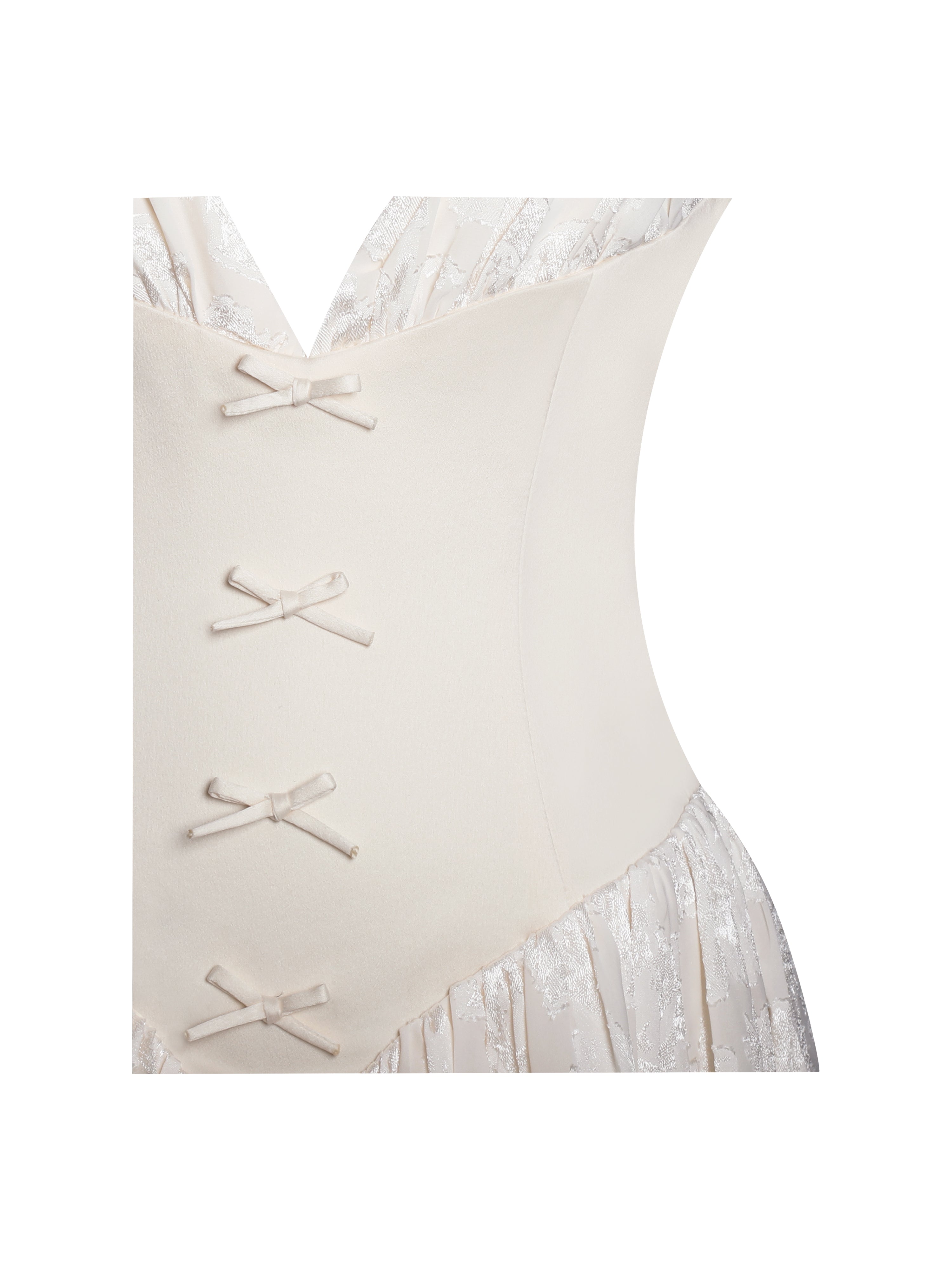 Zahara Off White Jacquard Drop Waist Mini Dress (Archive Sale)