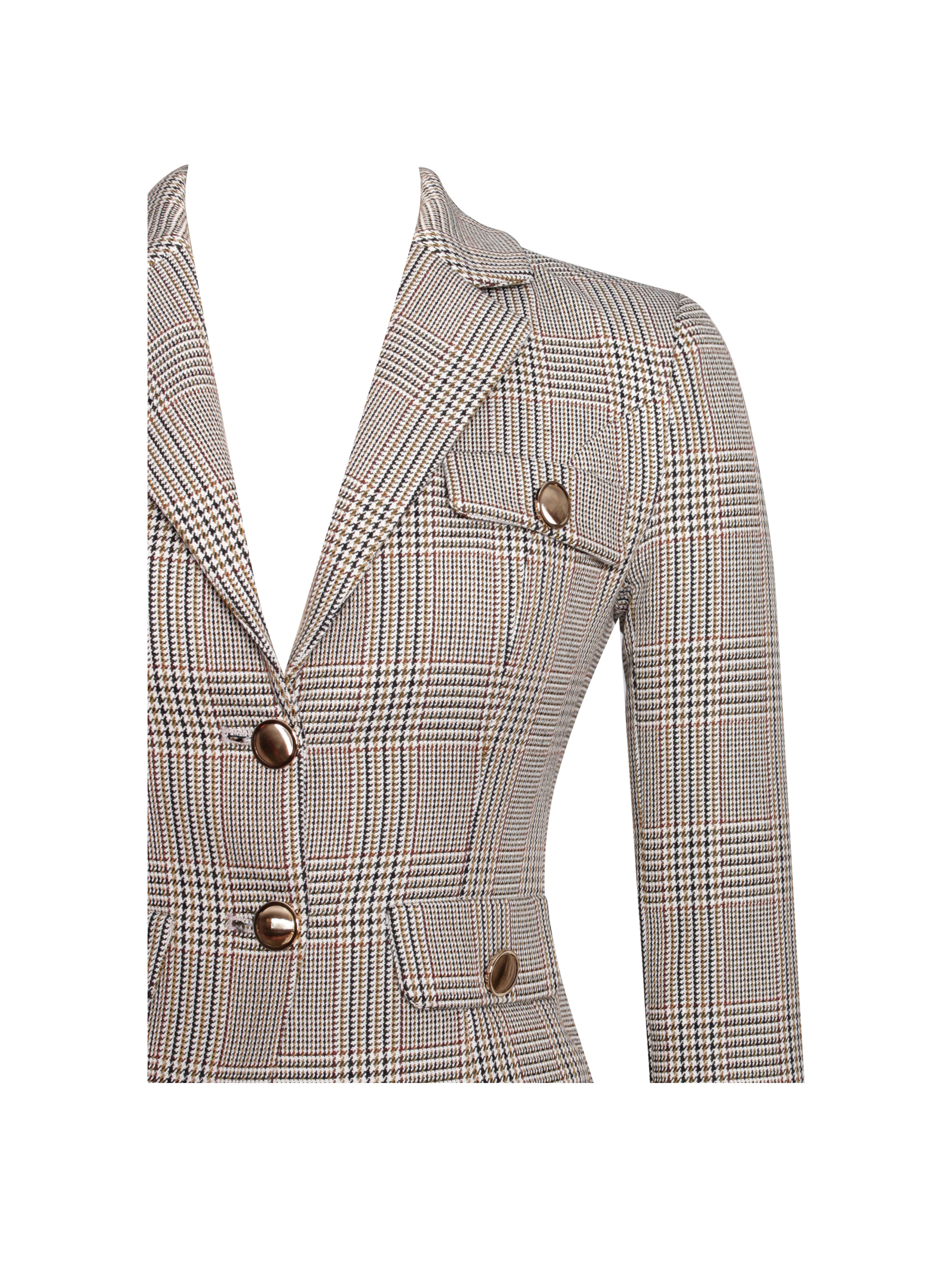 Oakley Brown Plaid Preppy Style Blazer Jacket
