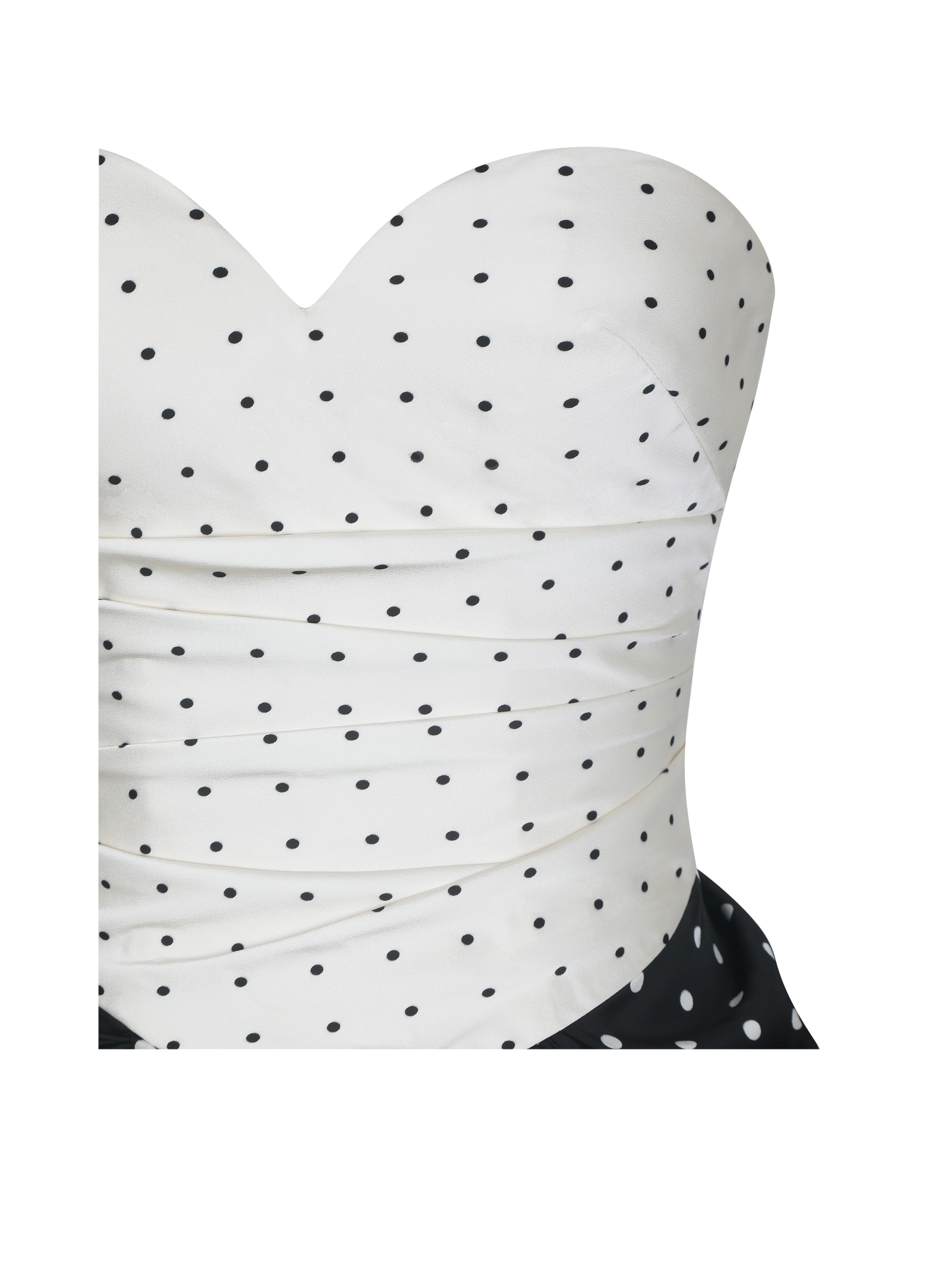 Tamryn Black & White Polka Dot Sweetheart Maxi Dress