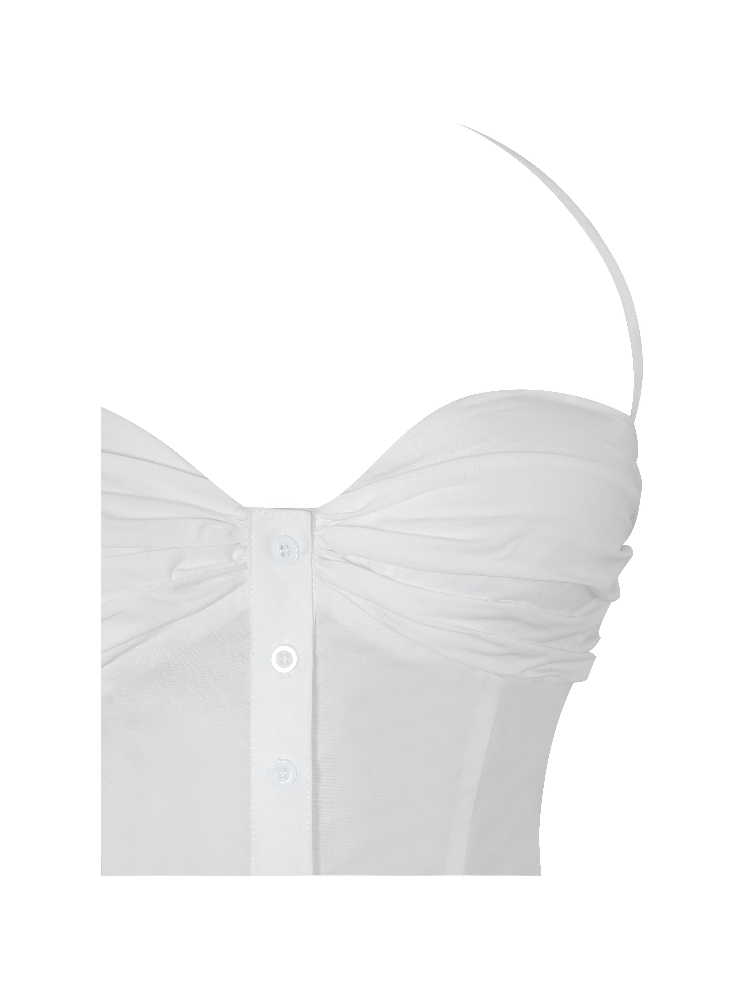 Waverly White Cotton Poplin Button-Front Sweetheart Halter Top