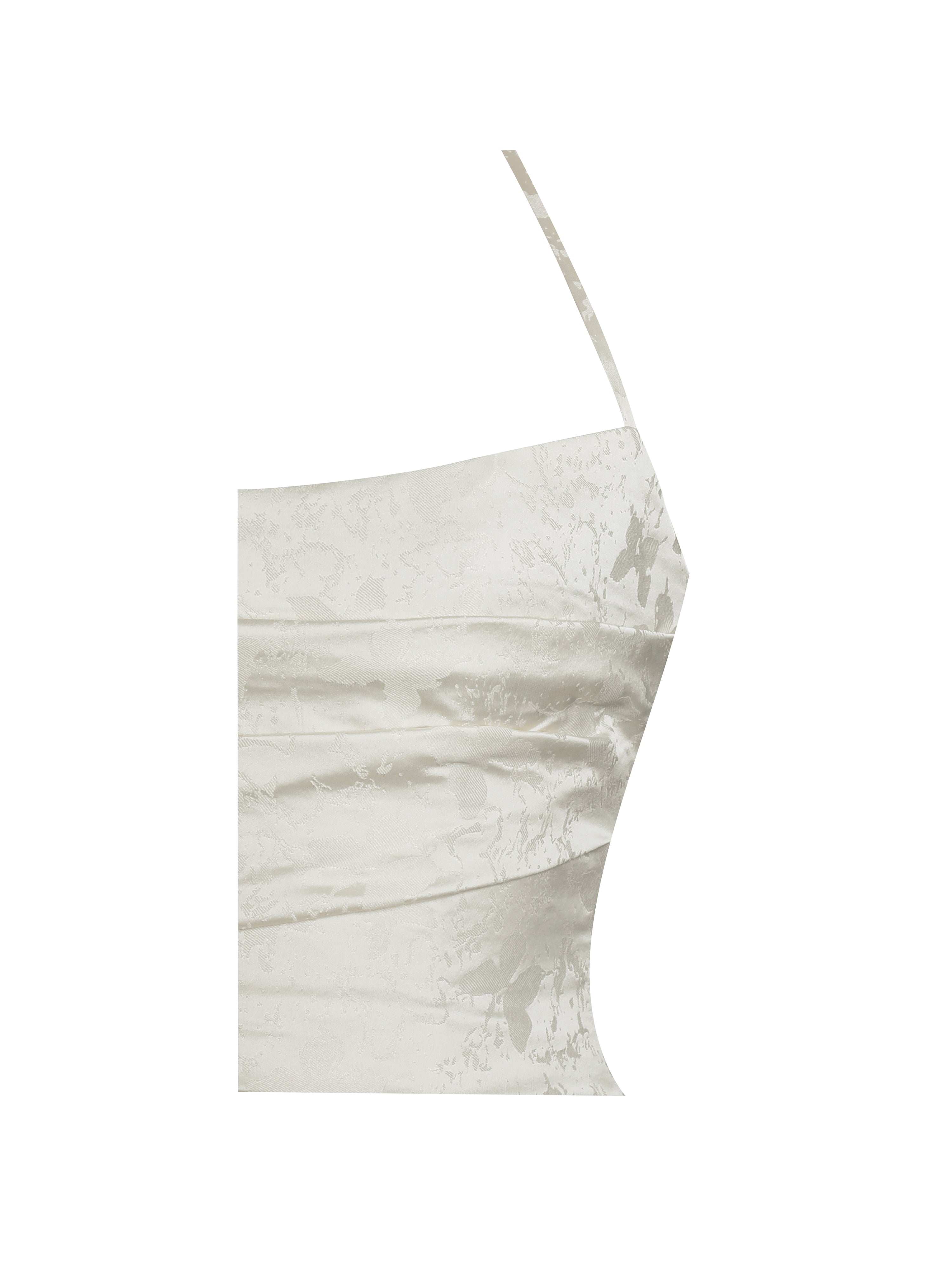 Raegan Pearl White Jacquard Ruched Maxi Dress