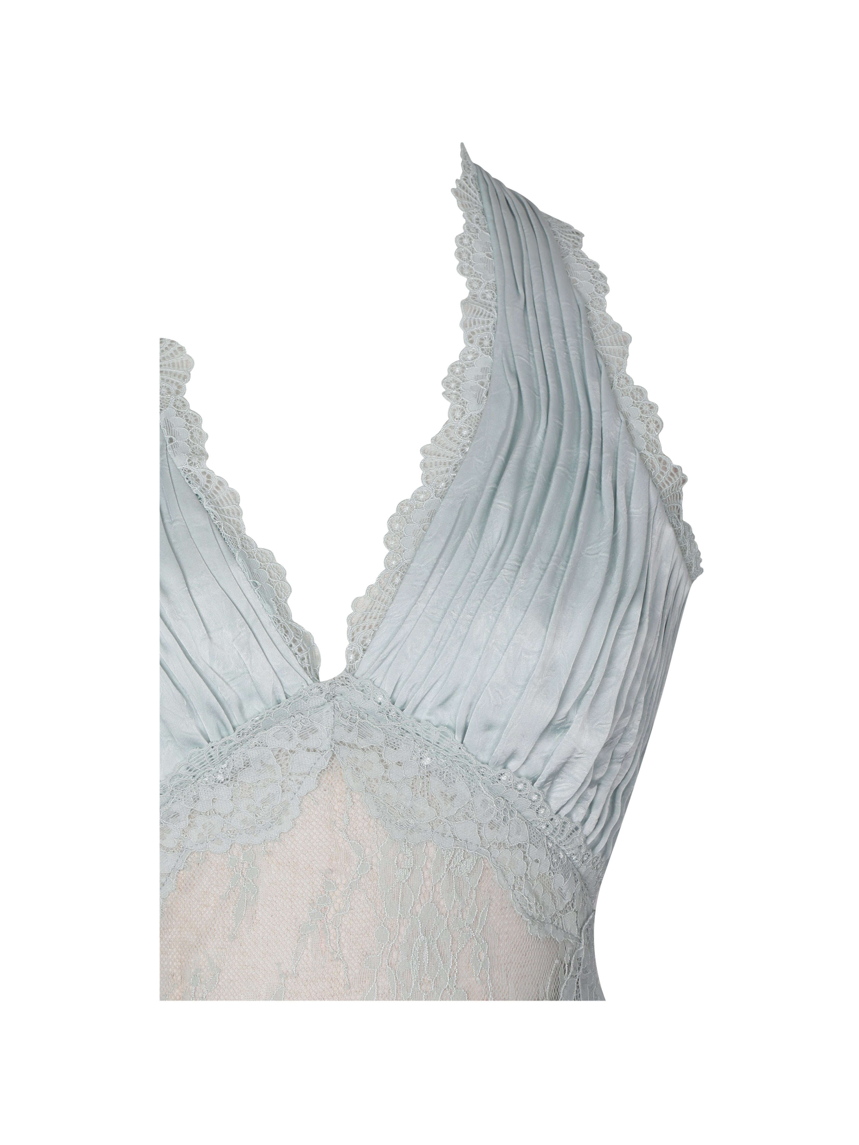 Rianna Light Sage Crinkle Satin Halter Mini Dress