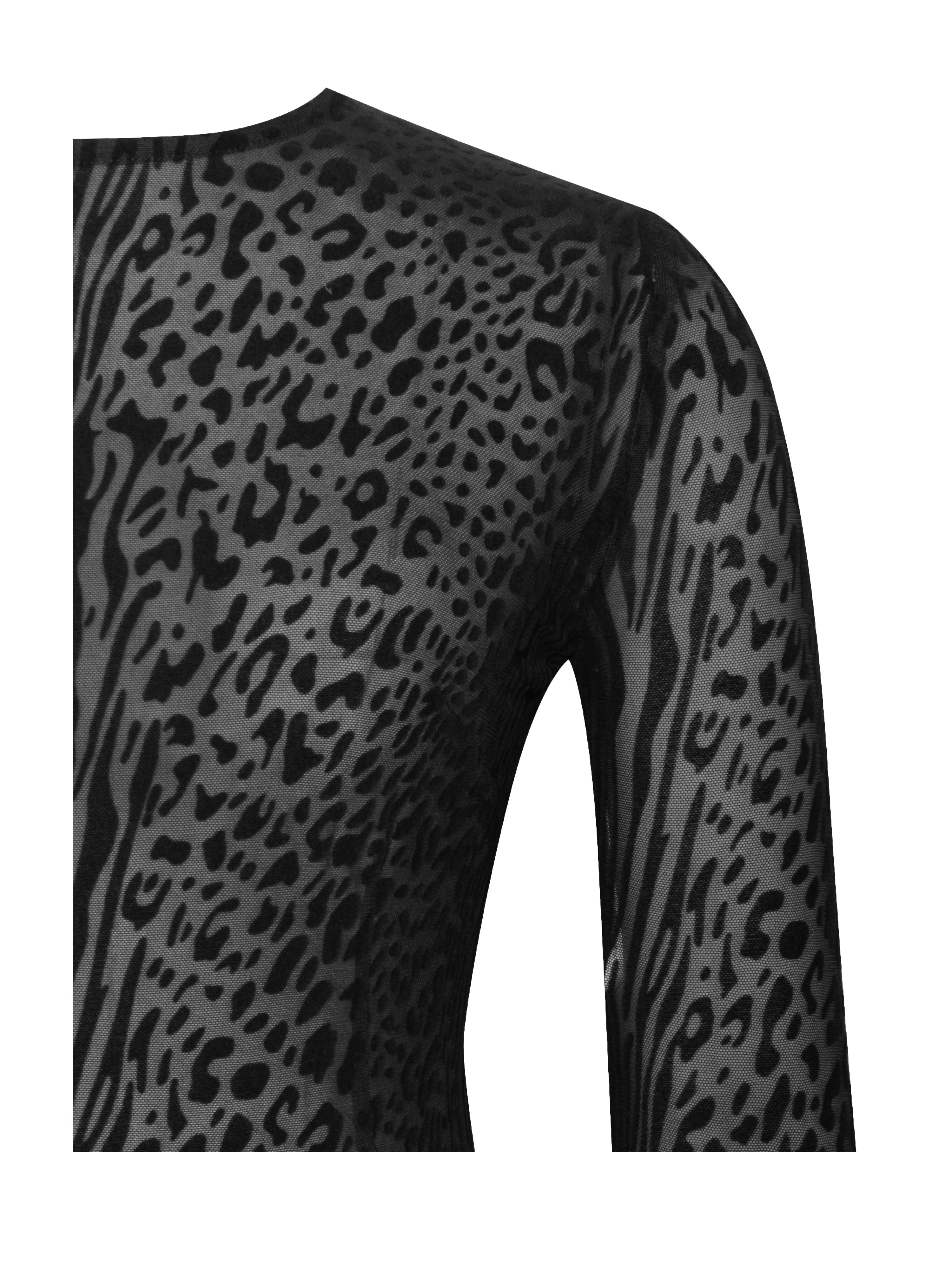 Patricia Black Leopard Burnout Velvet Mesh Backless Maxi Dress