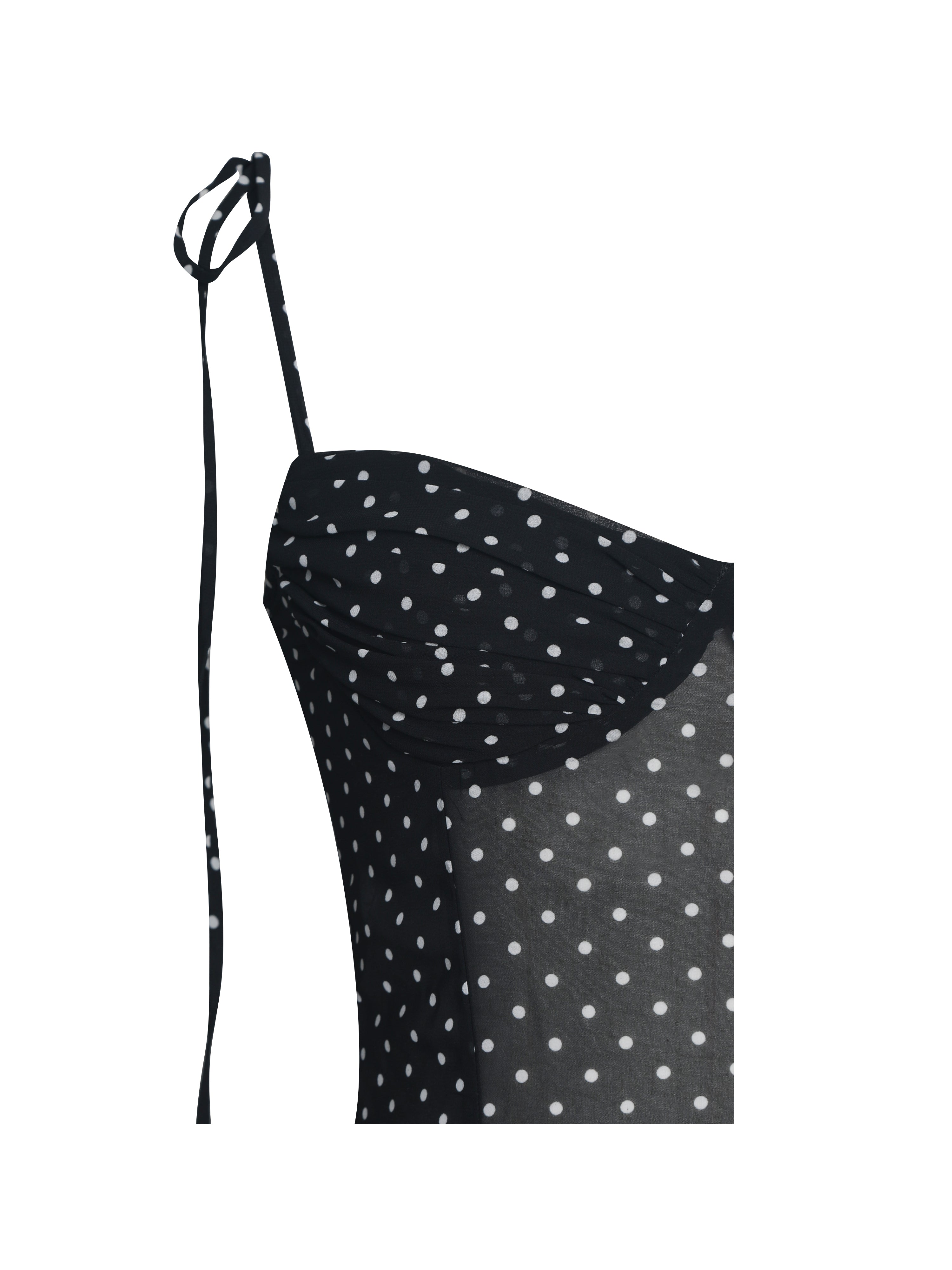 Yadira Black Base Polka Dot Chiffon Maxi Dress