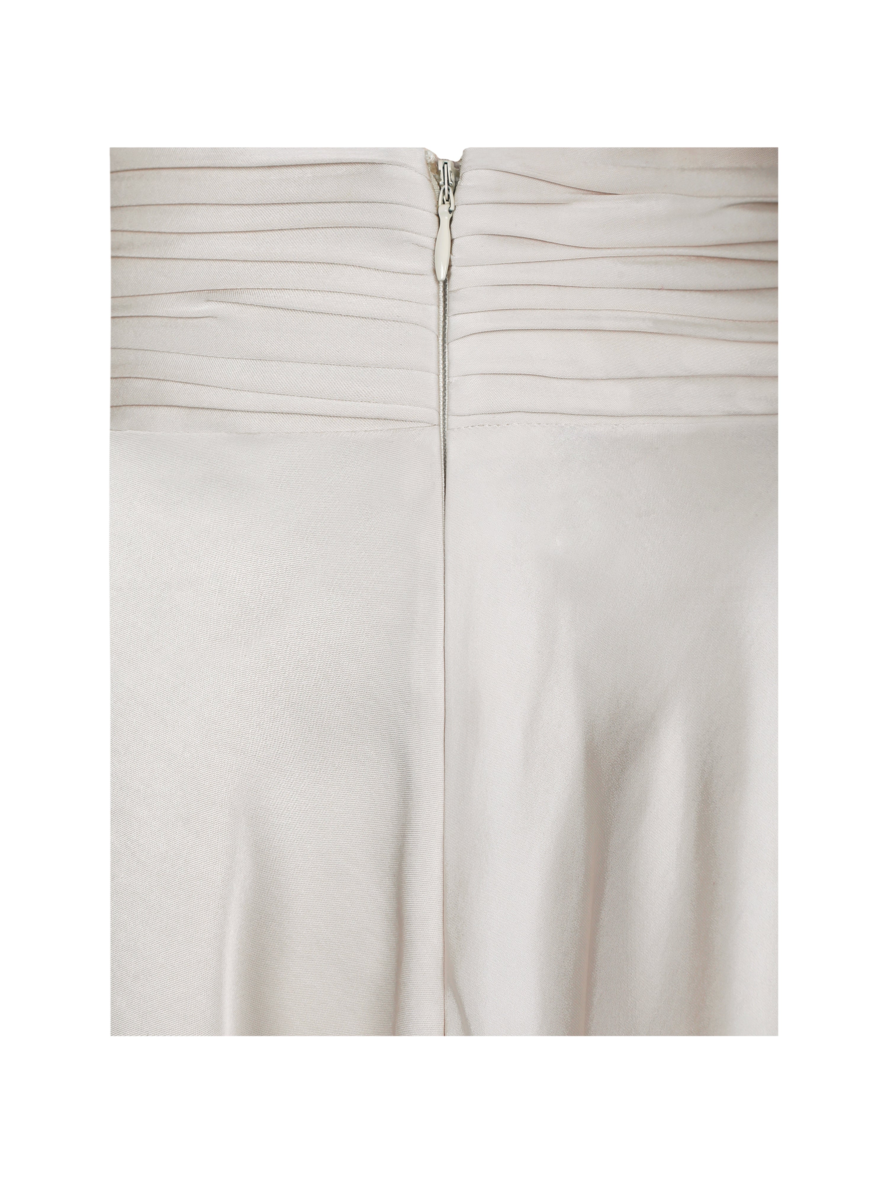 Galina Ivory Satin Asymmetrical Midi Skirt
