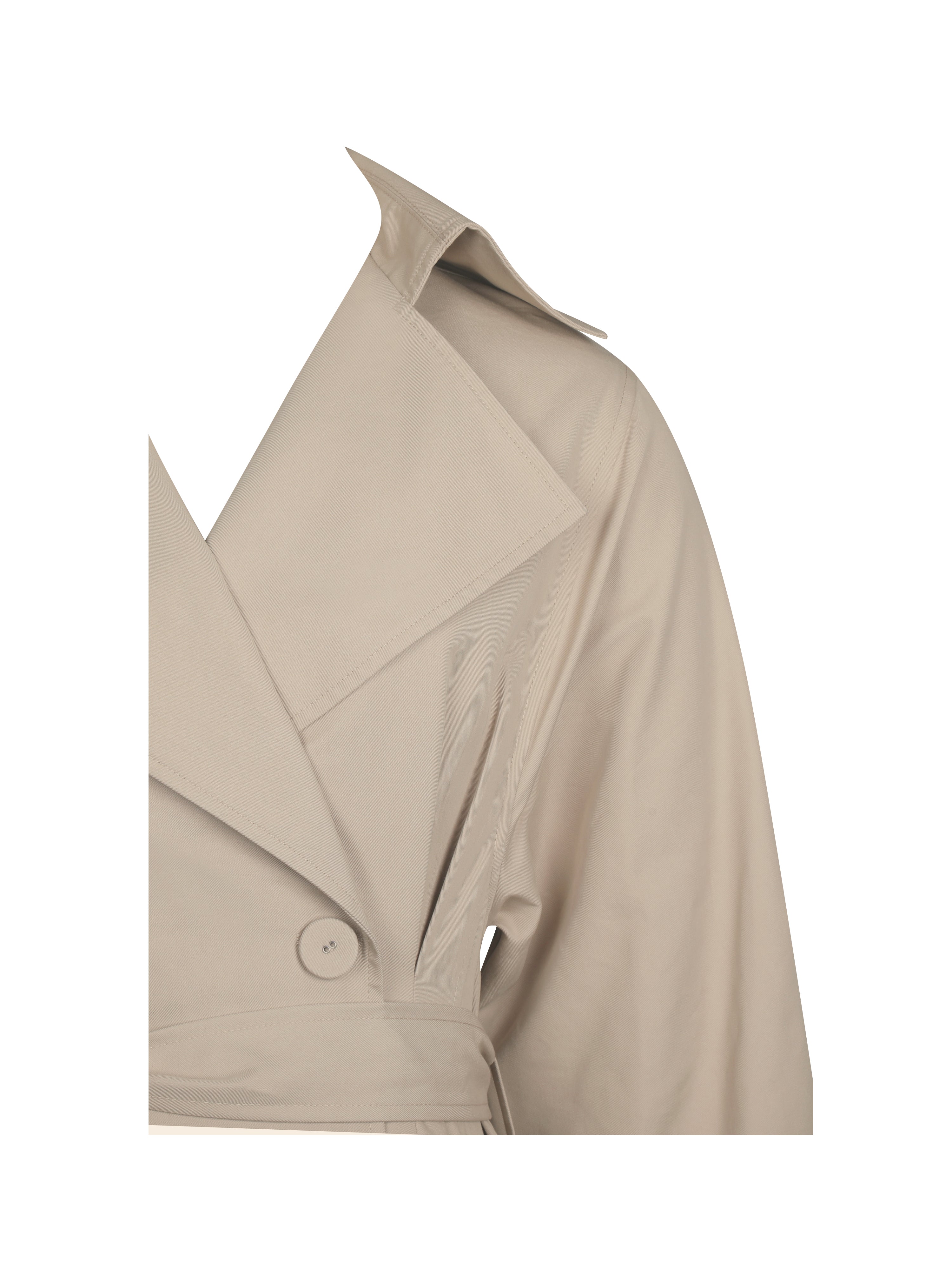 Ulila Beige Double-Breasted Pleated Cotton-Blend Trench Coat