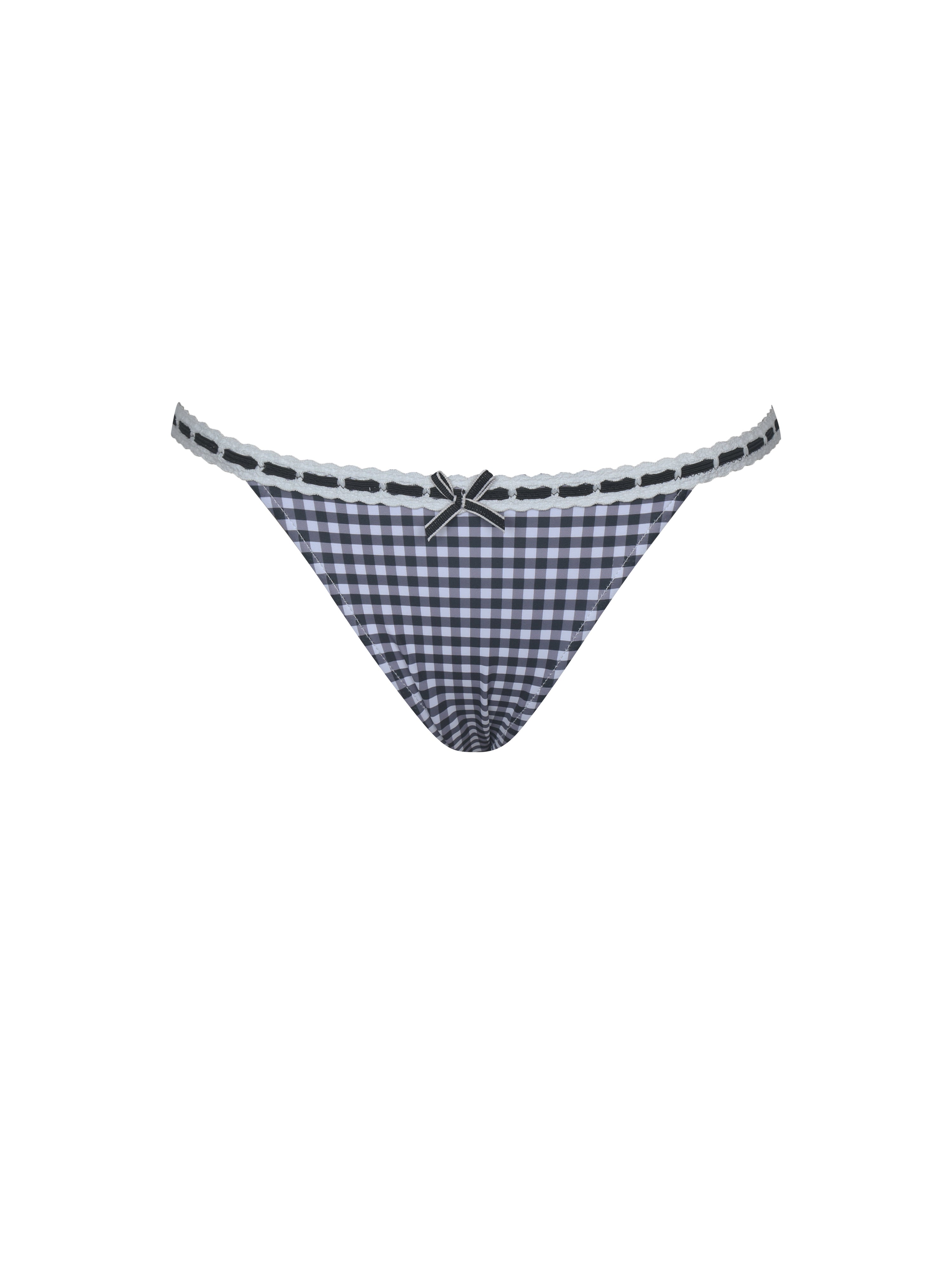 Genevia Gingham Lace Decoration Bikini Bottom