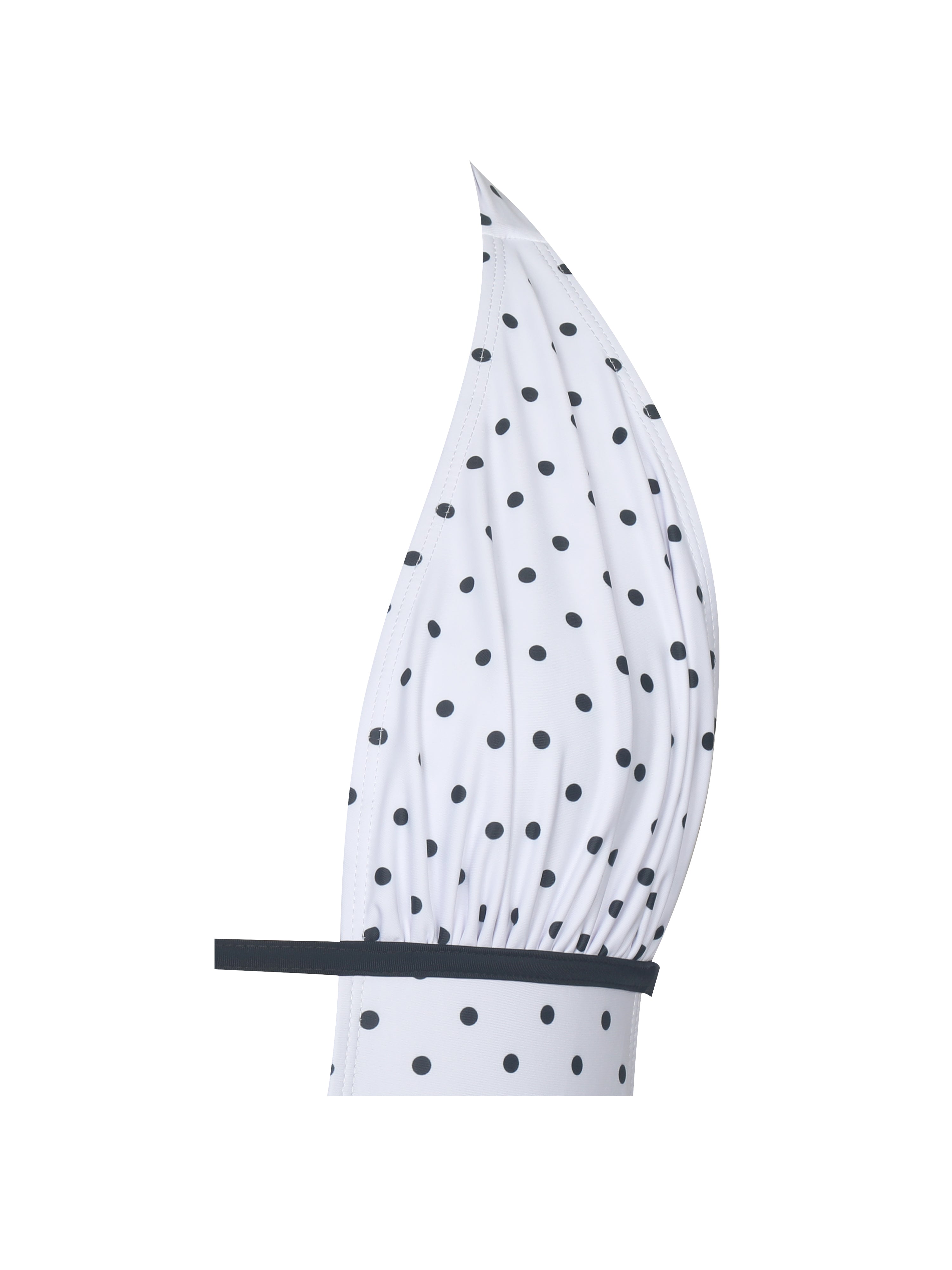 Olive White Base Polka Dot Ruched Breast Halter Backless Swimsuit