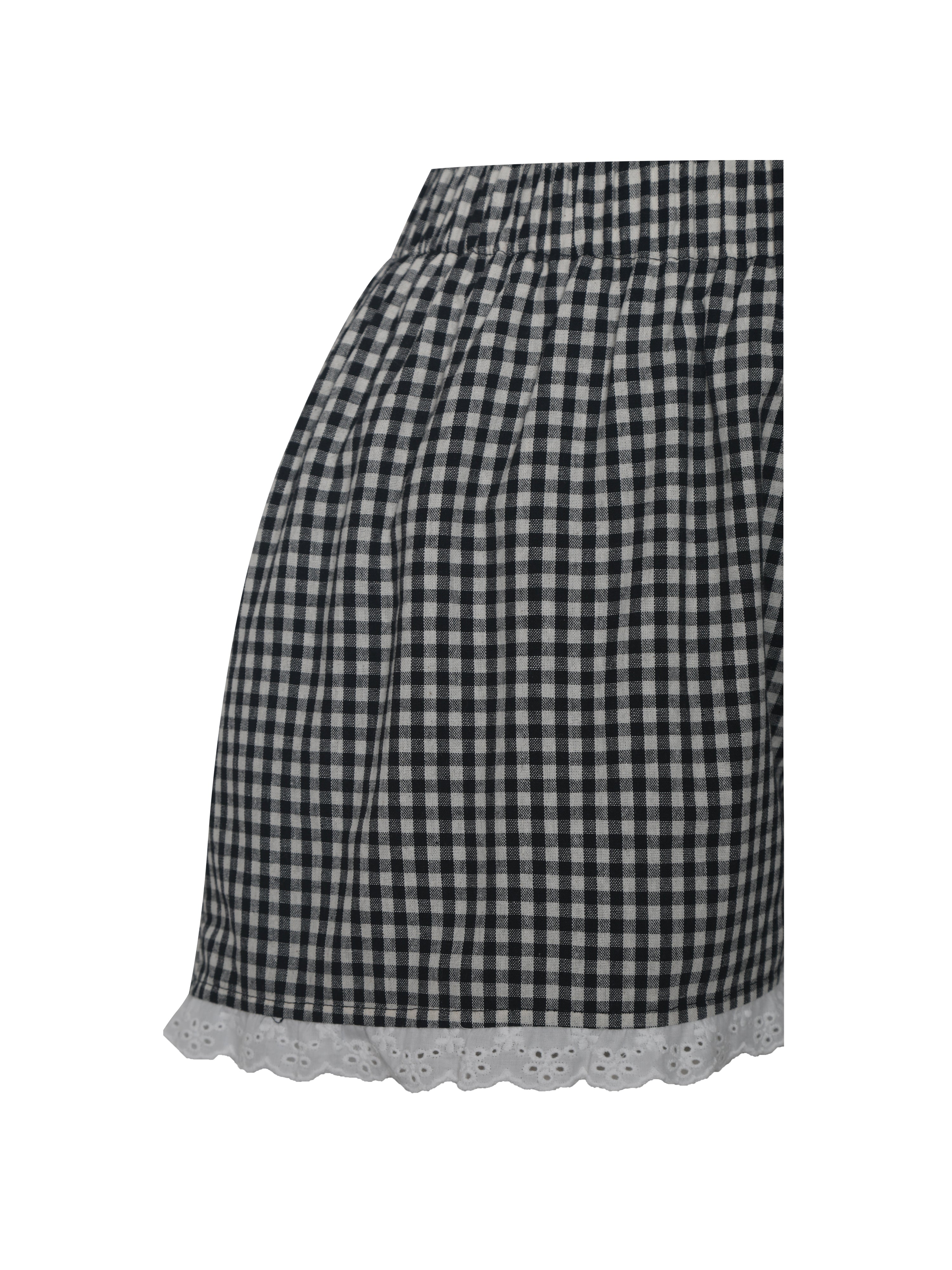 Qutayla Black Gingham Lace Trim Shorts