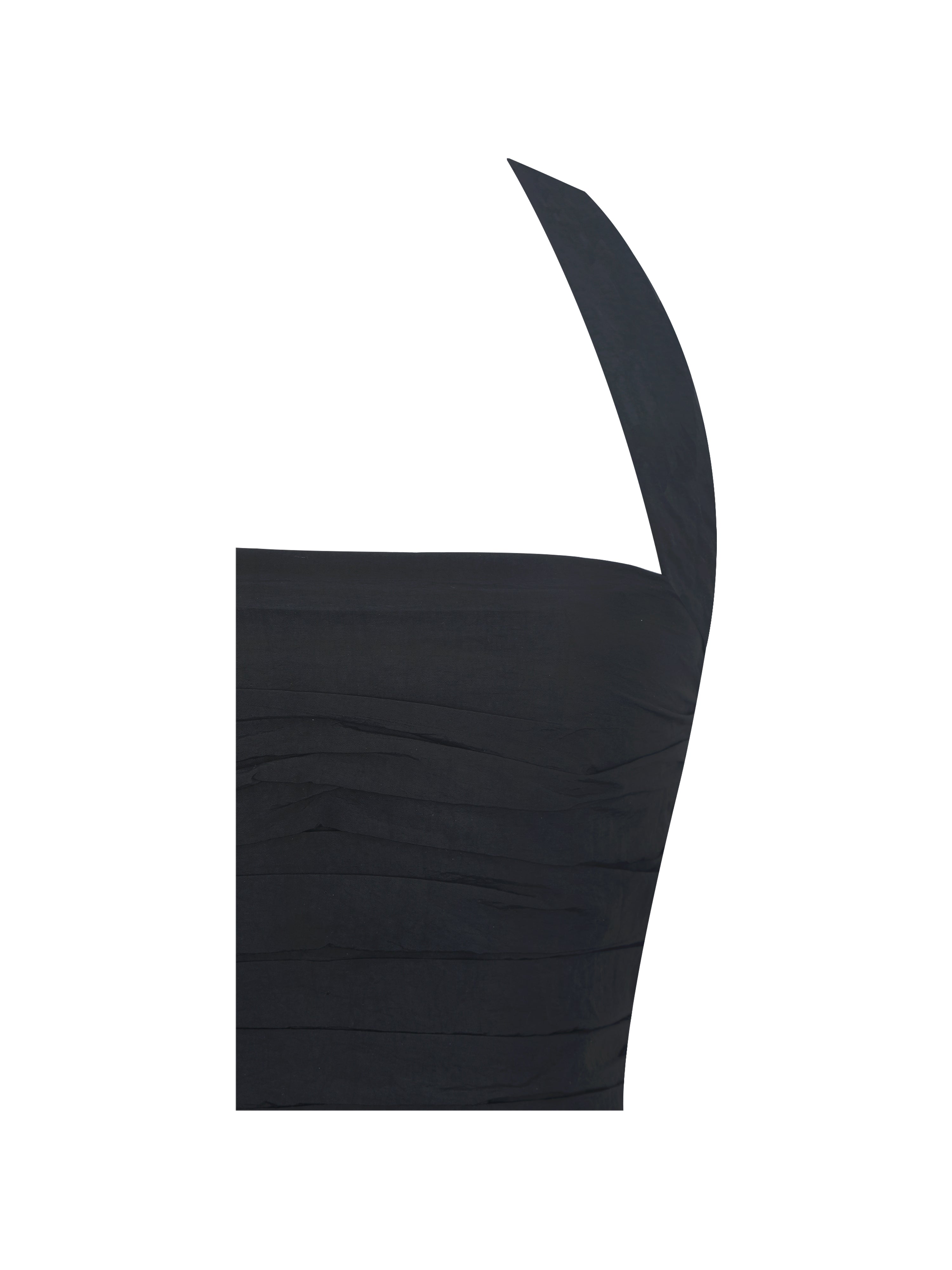 Veradis Black Taffeta Halter Bubble-Hem Midi Dress