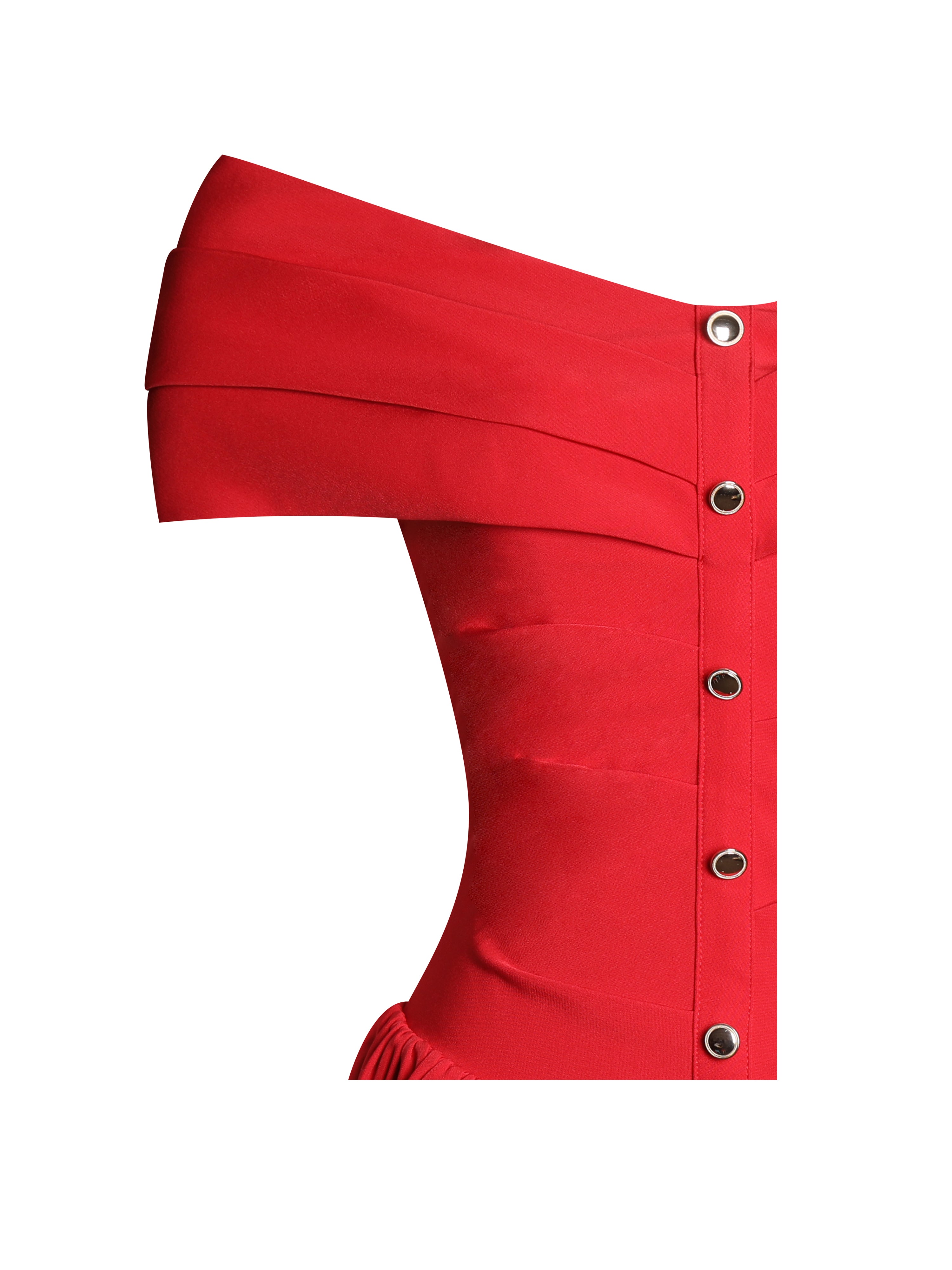 Cait Red Off Shoulder Drop Waist Mini Dress (Archive Sale)