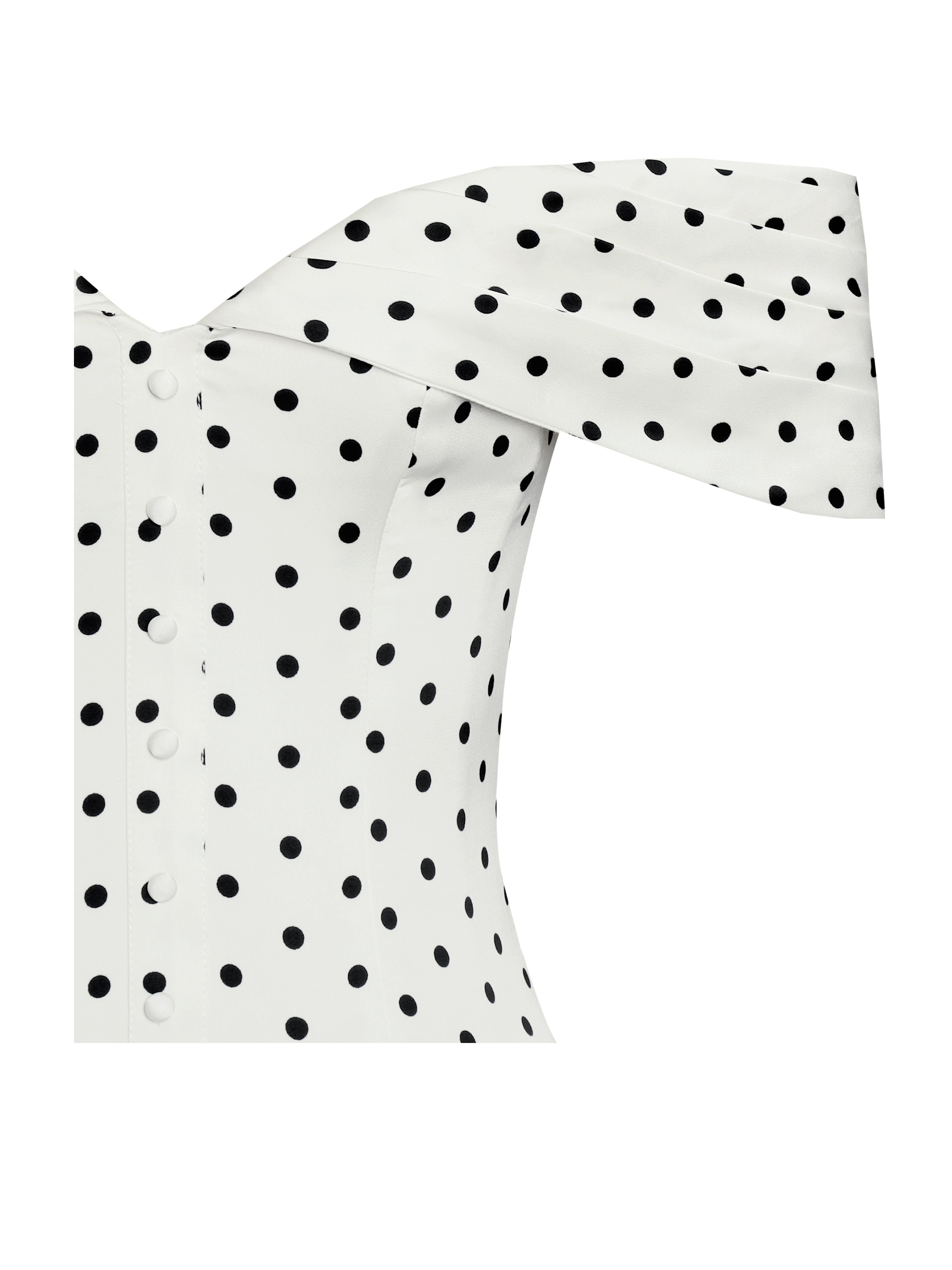 Edeline Polka Dot Off-shoulder Pleated Mini Dress