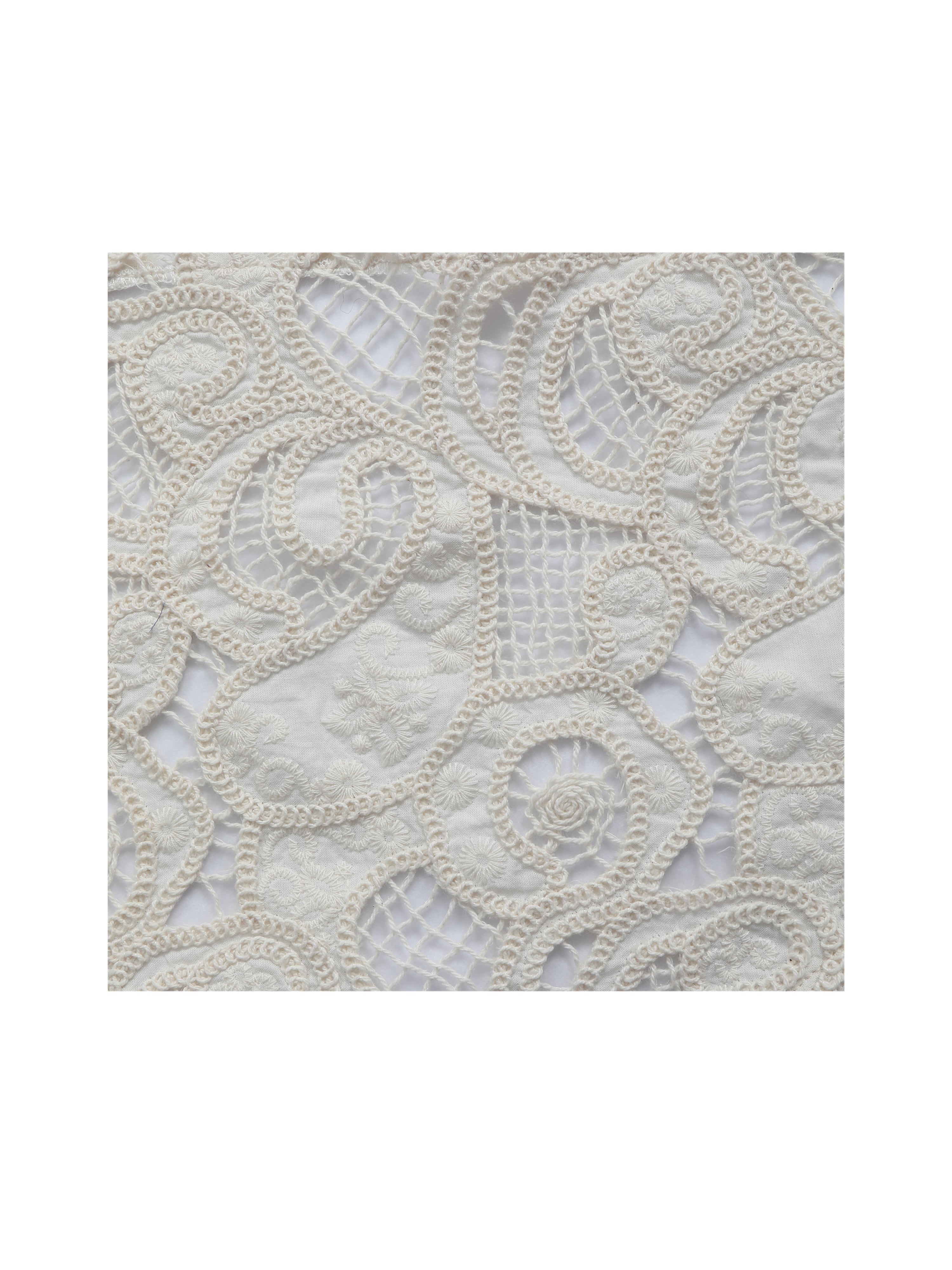 Janie Beige Cotton Lace Triangle Head Scarf