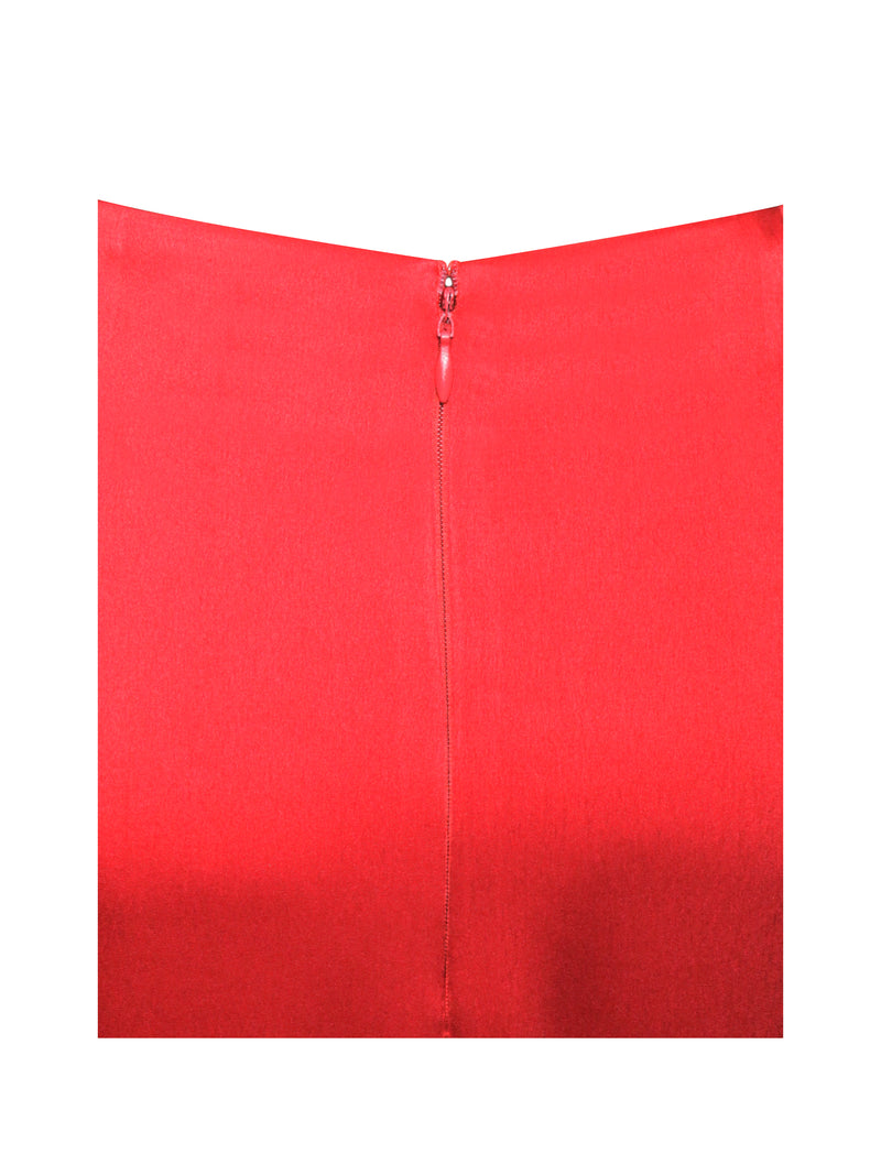 Kadesha Red Crystal High Slit Satin Corset Gown