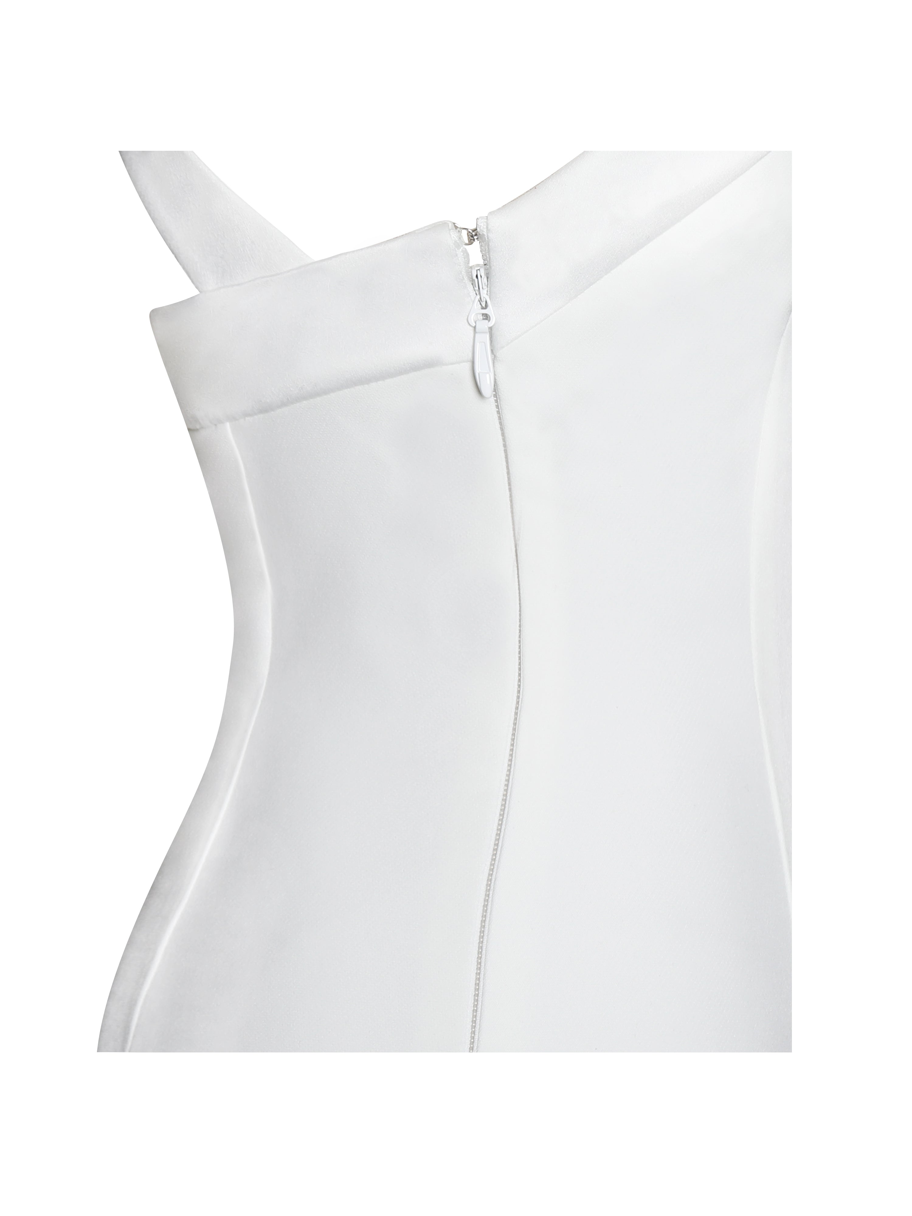 Barbra White Cross Straps Bodycon Mini Dress with Bubble Hem