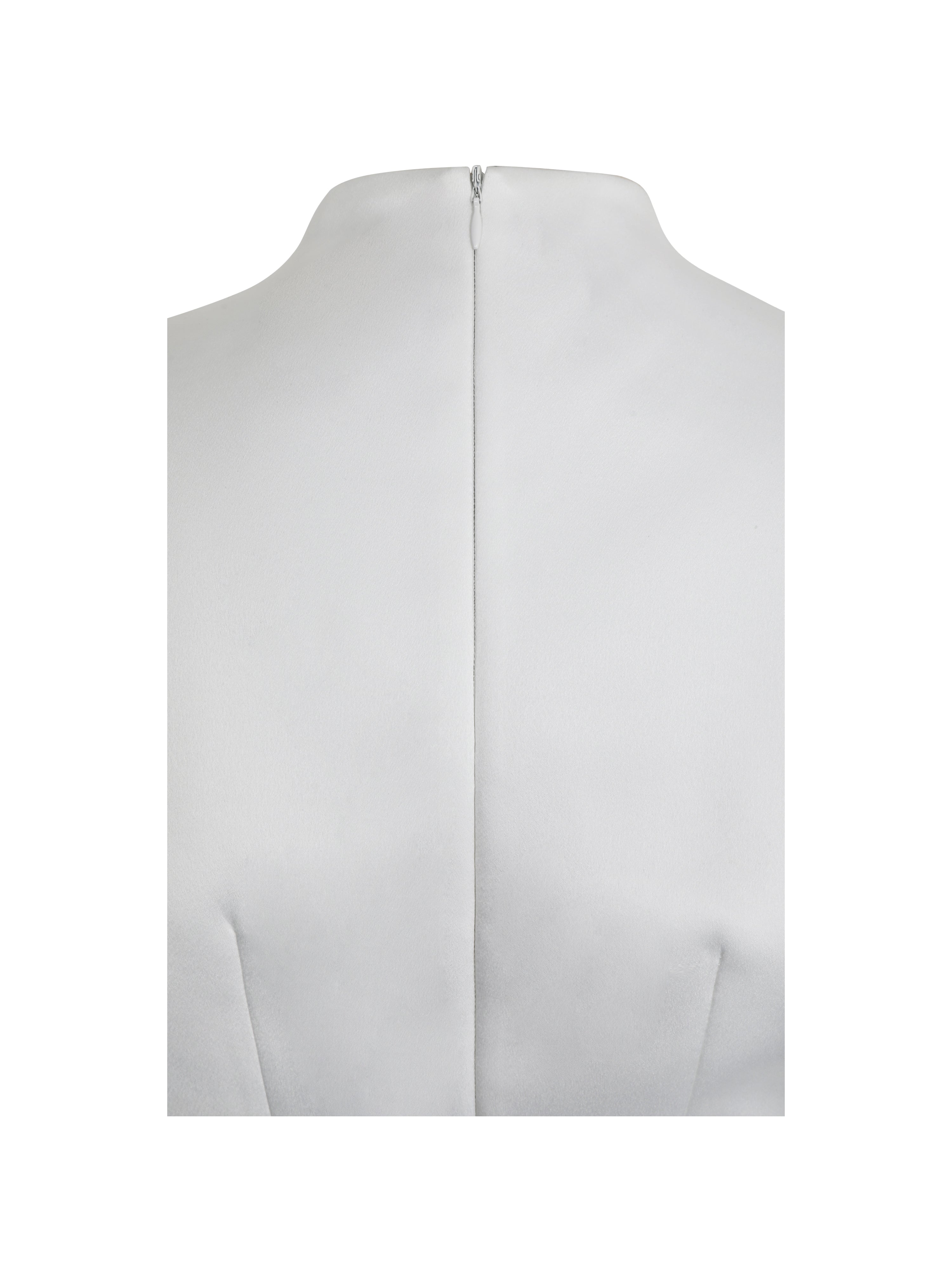 Vienna White Satin Mock Neck Mini Dress