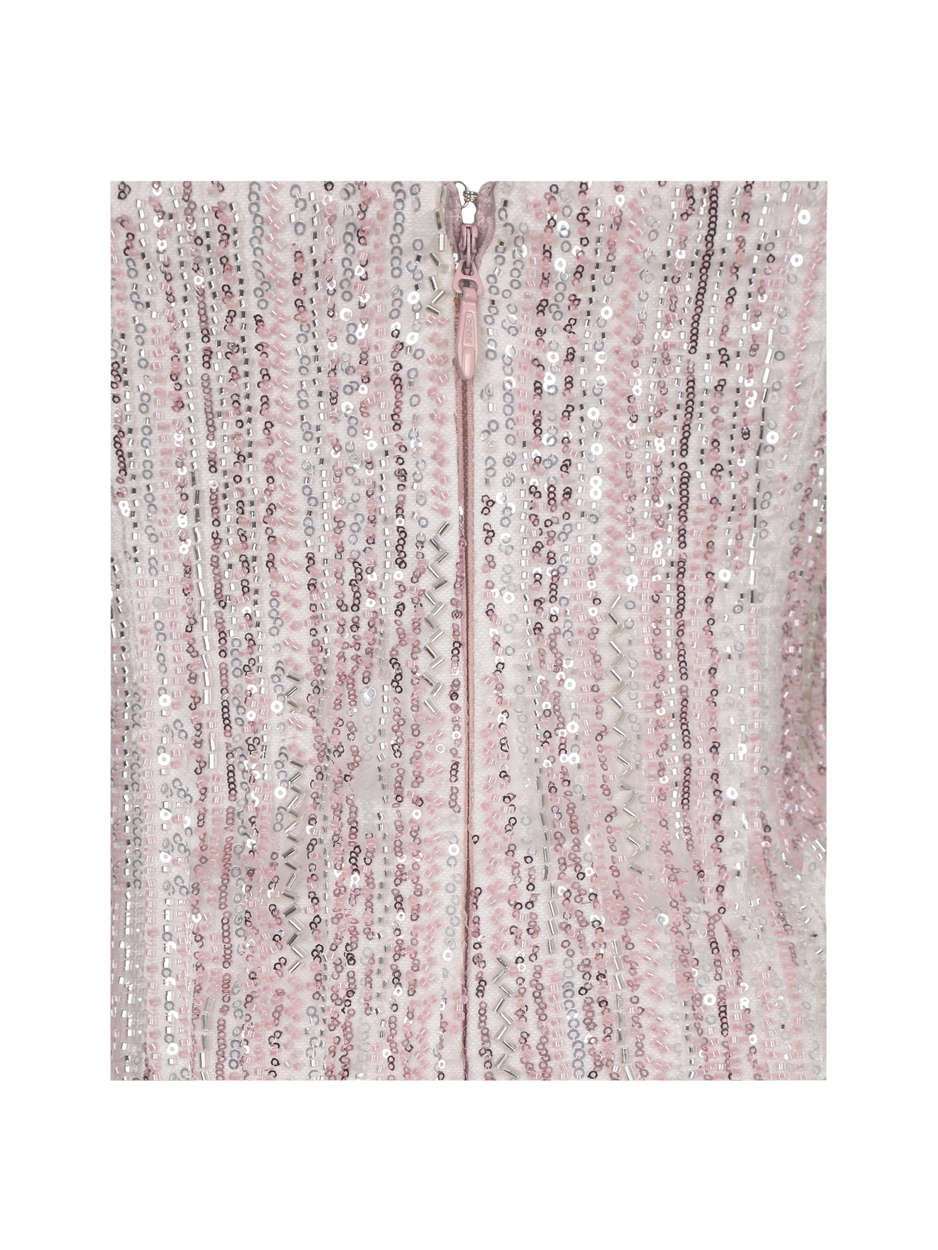 Tosca Beaded Blush Gradient Strapless Peplum Maxi Dress