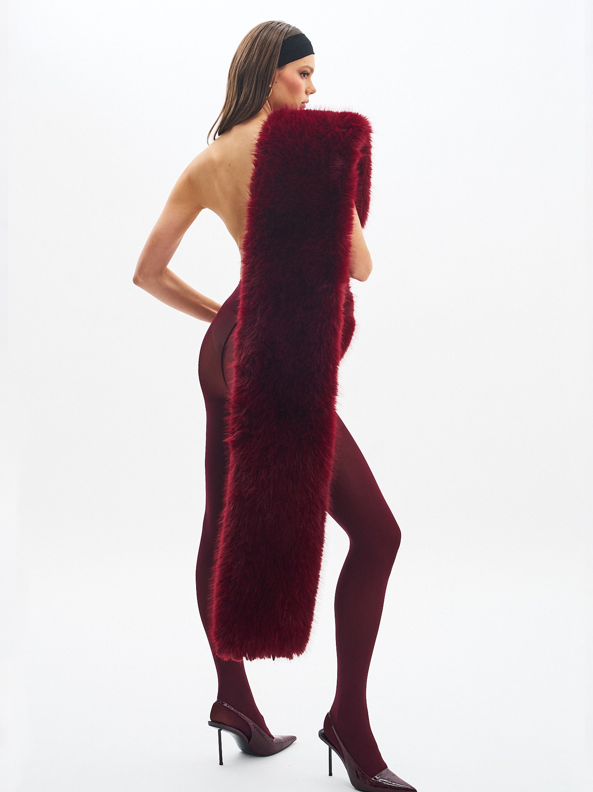 Miss Circle Jazmin Faux Fur Women Scarf - Burgundy