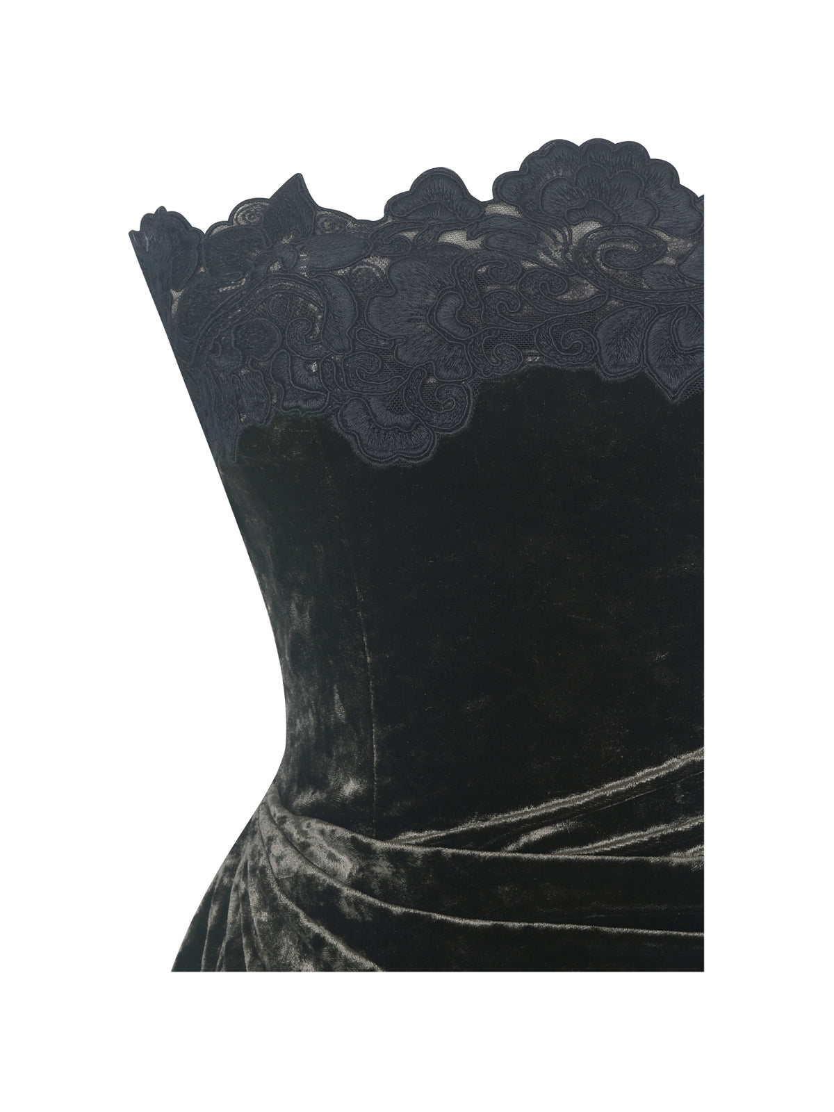 Vallory Deep Olive Crushed Velvet Asymmetrical Mini Dress