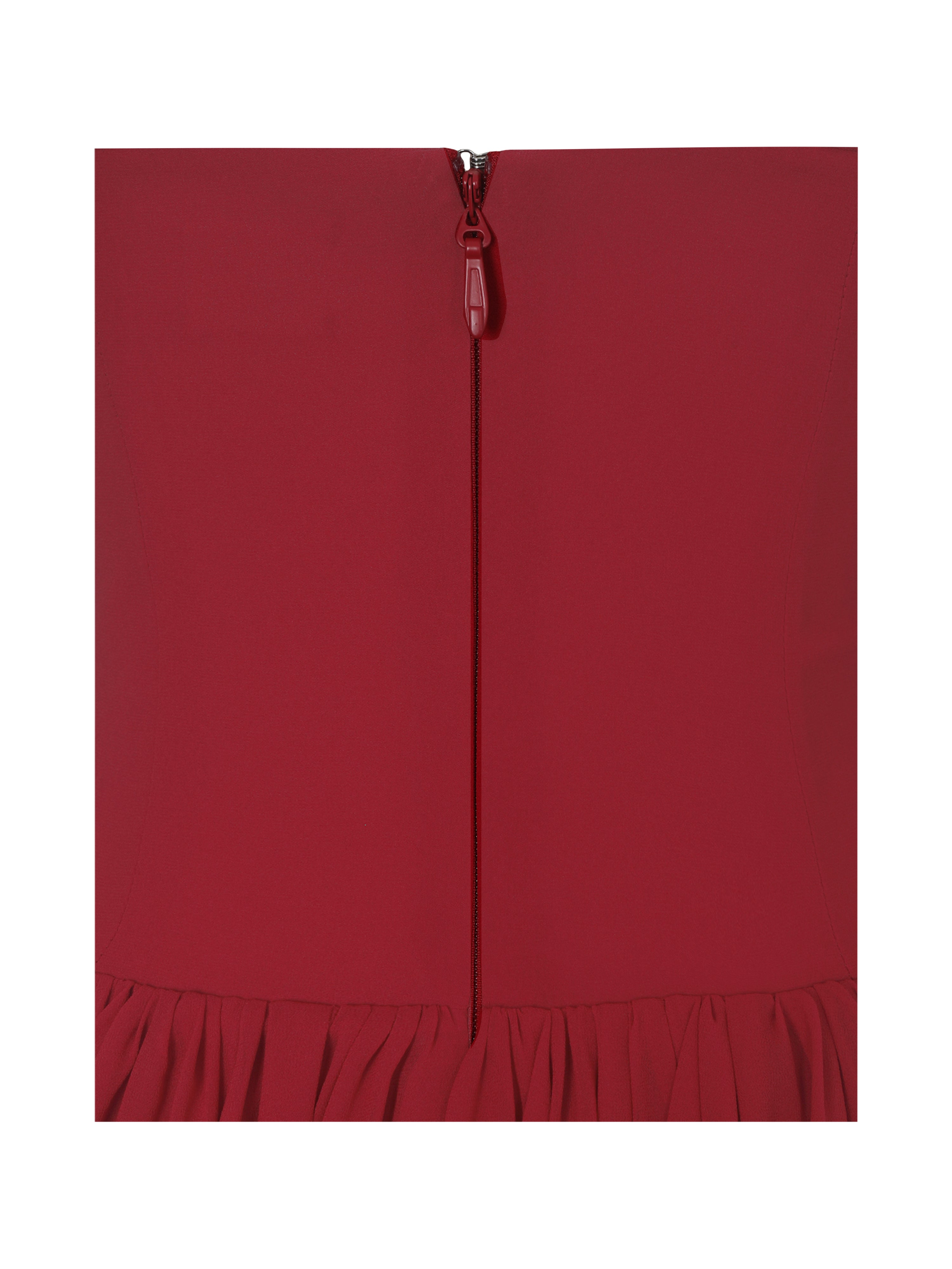 Tereza Crimson Georgette Bardot High-Slit Maxi Dress