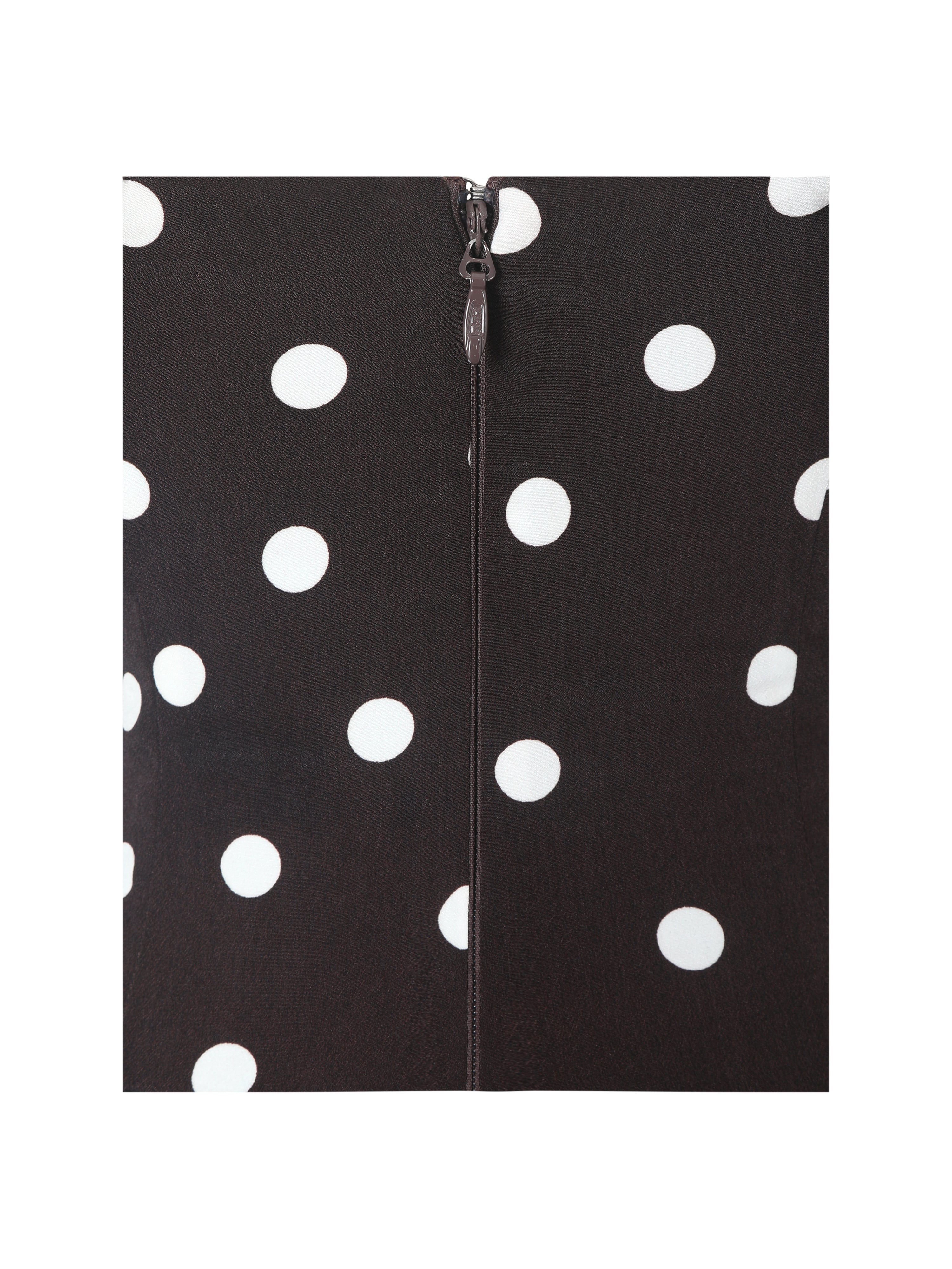 Xandie Mocha Polka Dot Off-Shoulder Midi Dress