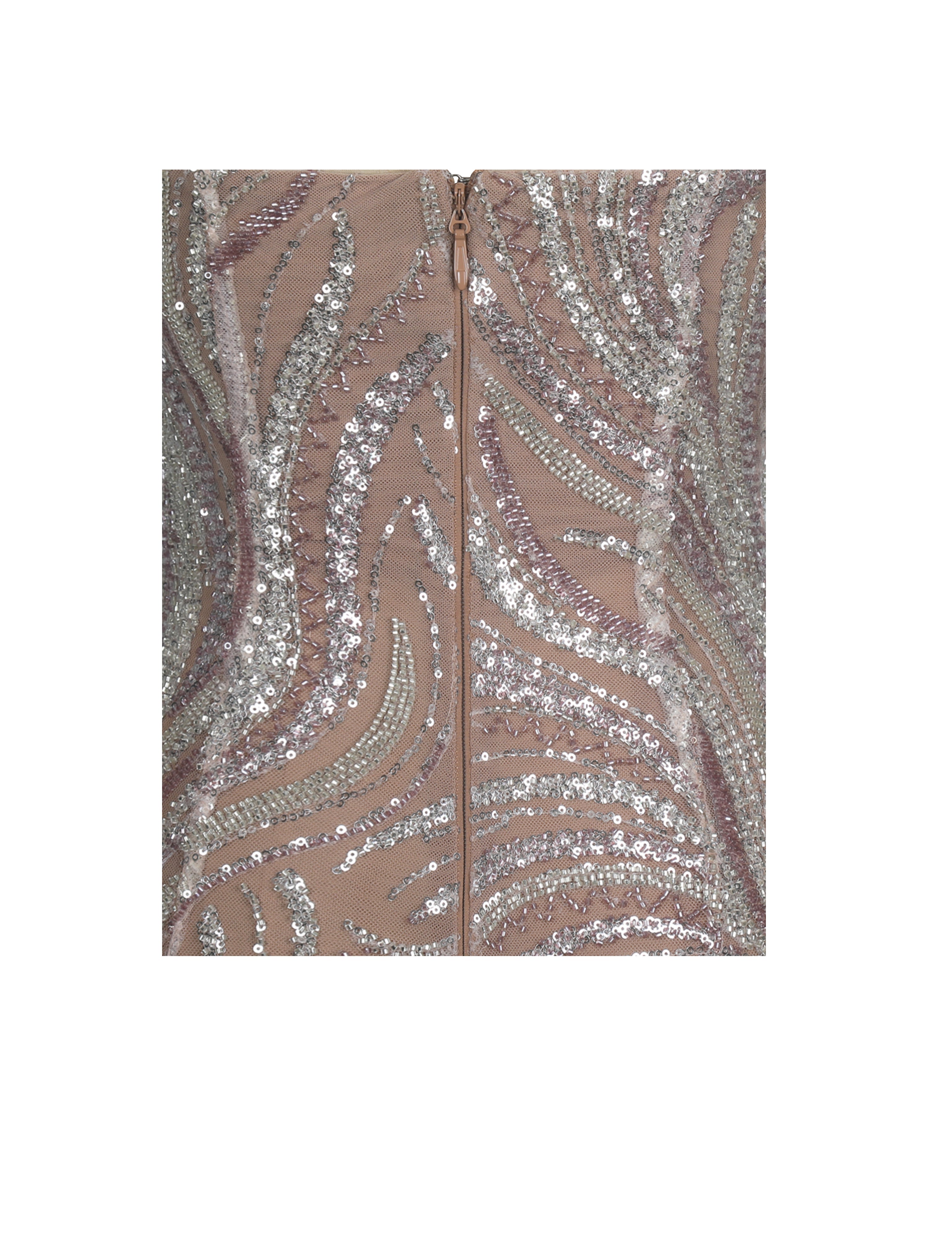 Quinci Apricot Beaded Sequin Sweetheart Maxi Dress