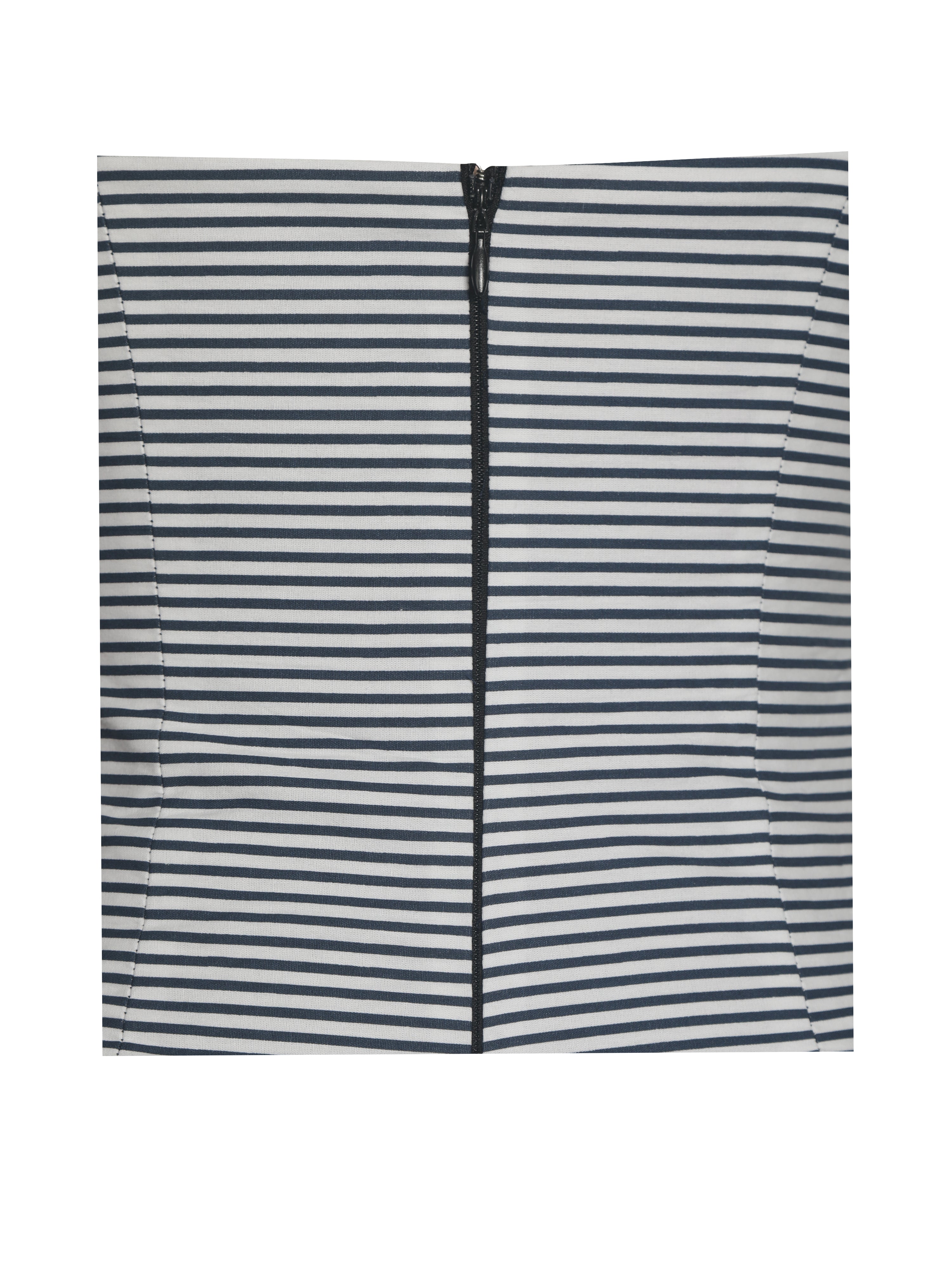 Melody Navy Blue Railroad Stripe Halter Drop Waist Mini Dress