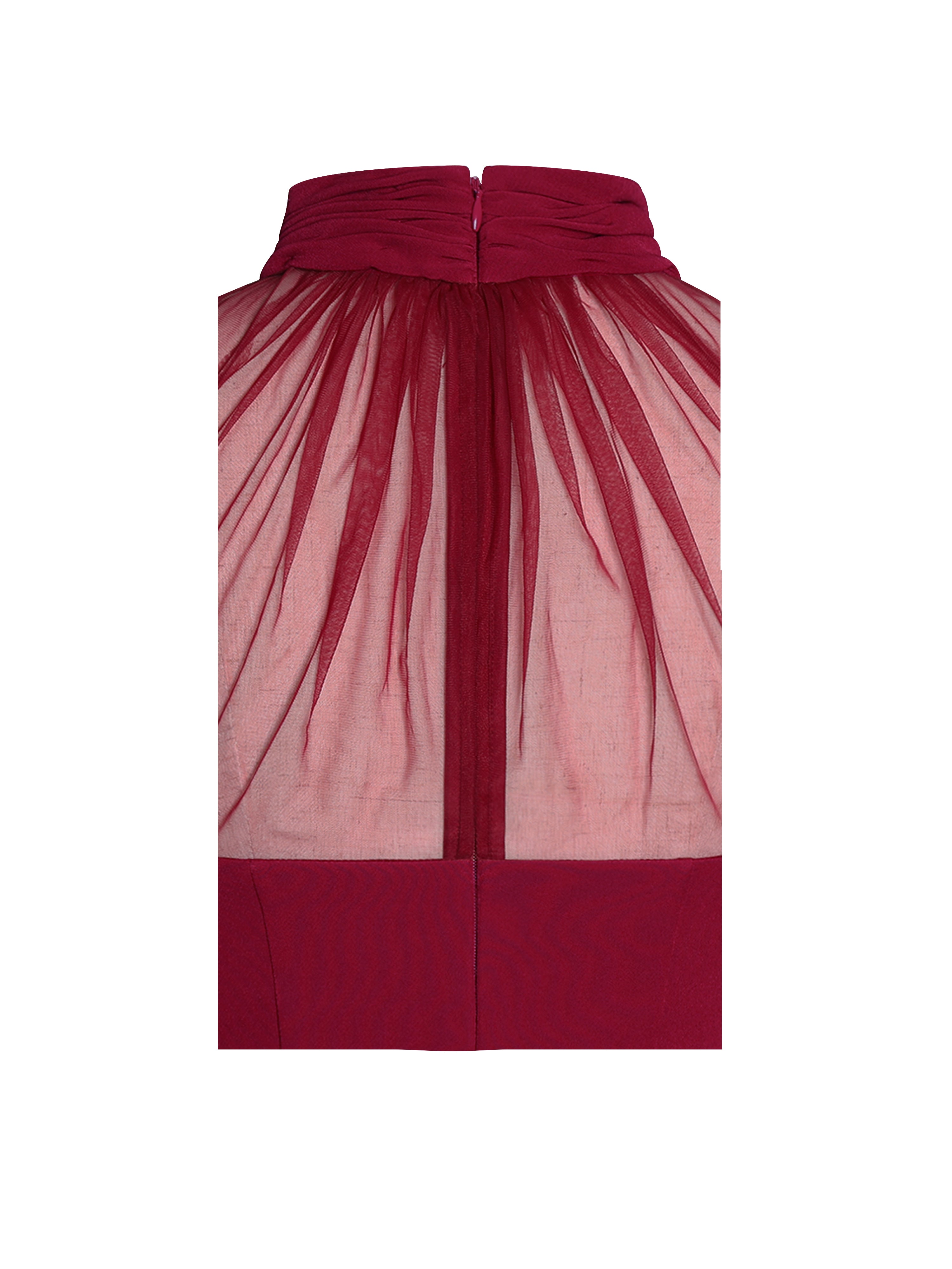 Tabitha Burgundy Mesh Lantern Sleeve Mini Dress (Archive Sale)