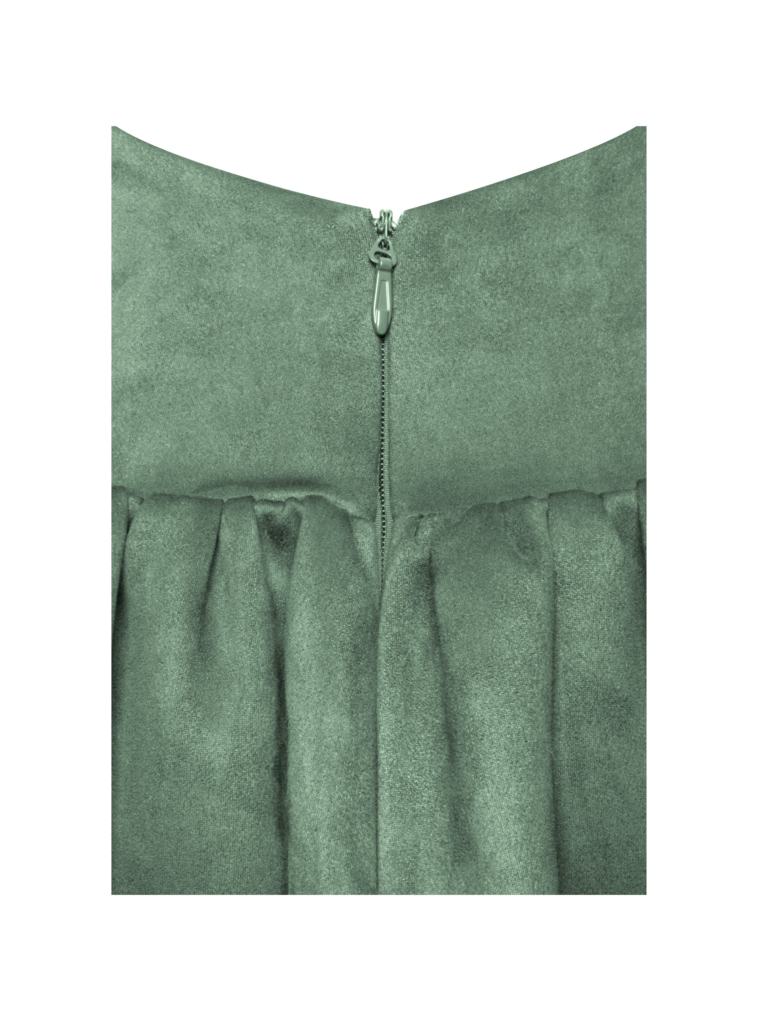 Laila Green Suede Boat Neck Backless Midi Dress