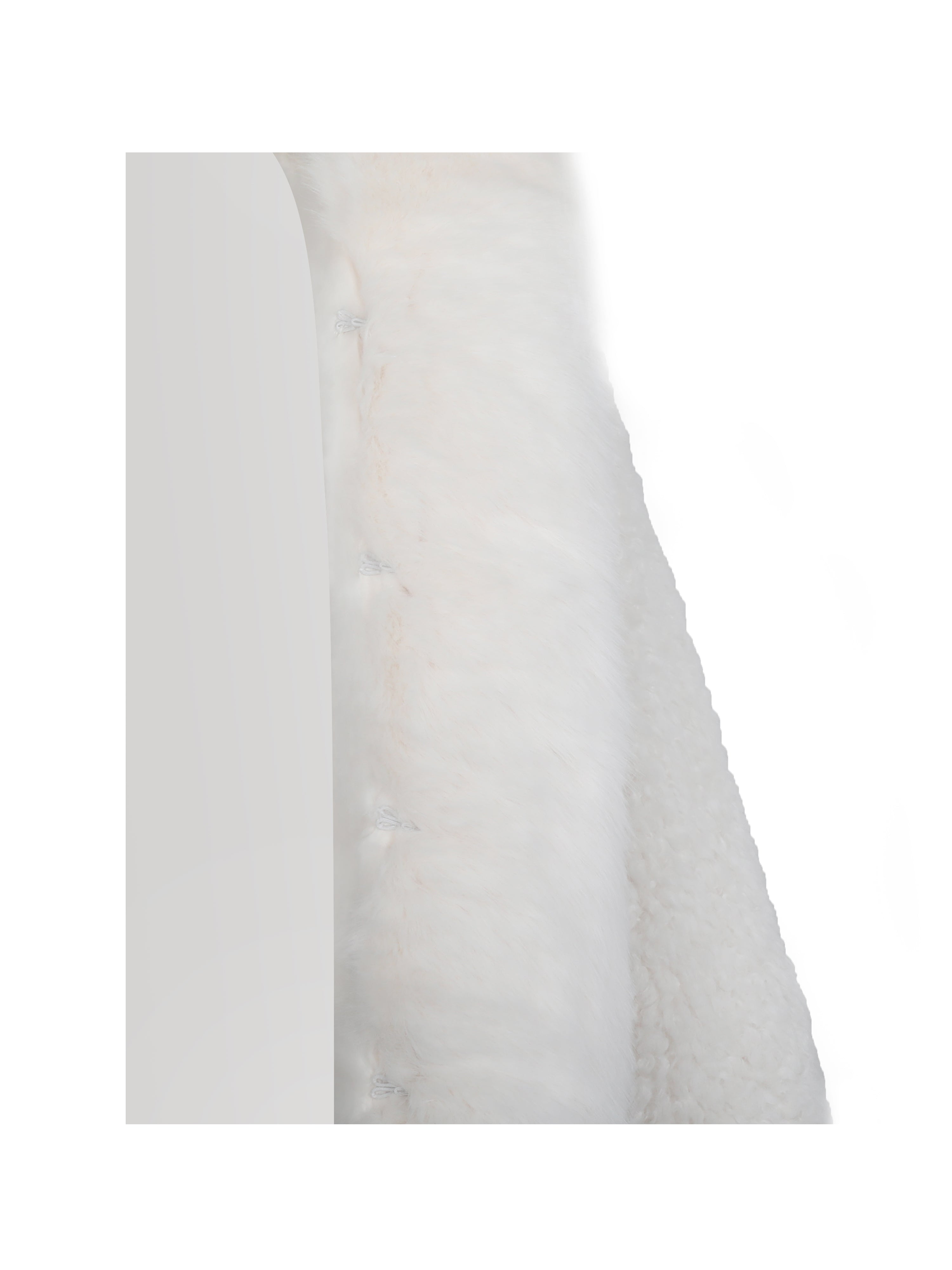 Jumbo Kali White Vegan Shearling Fur Trimmed Coat