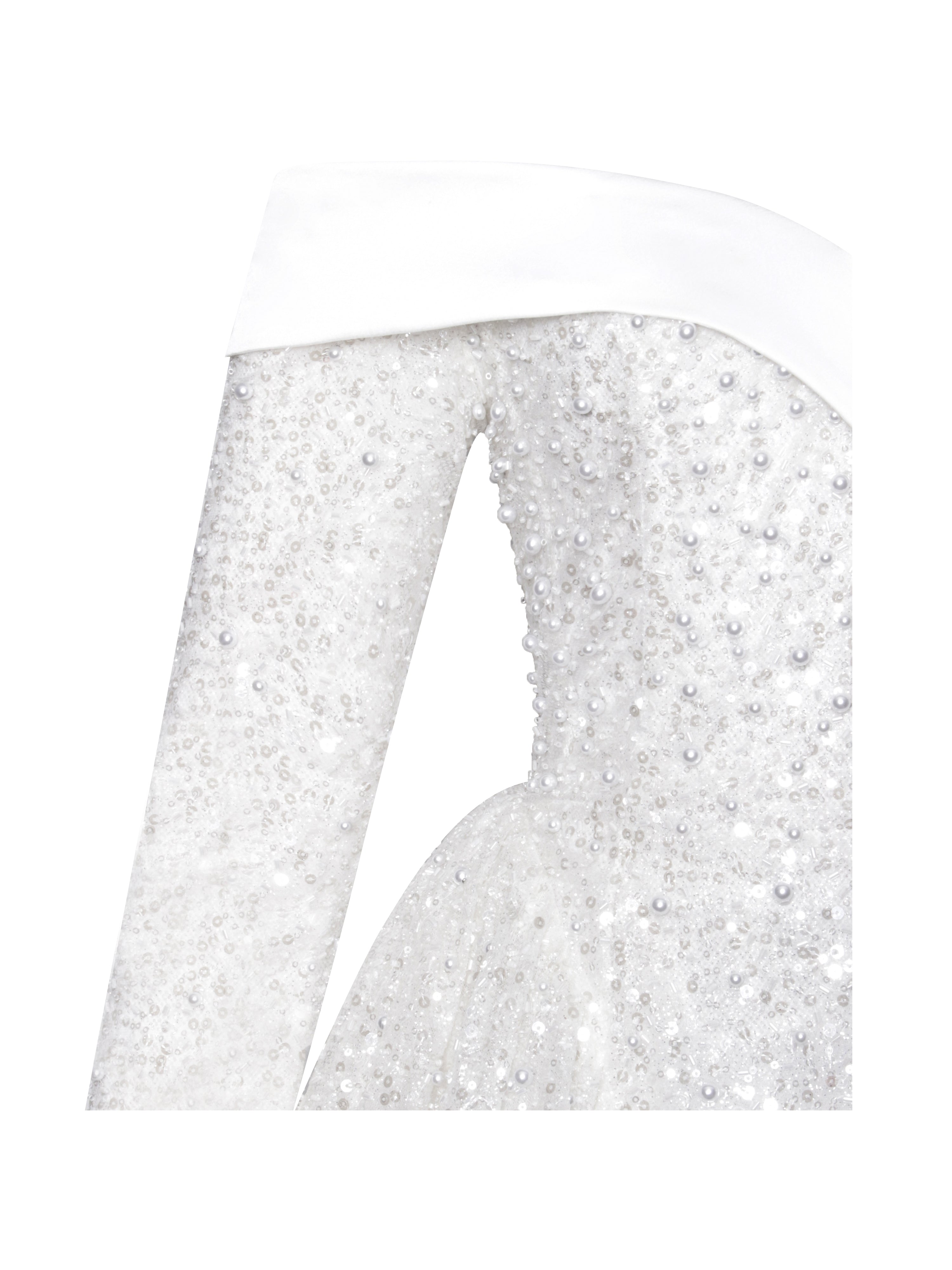 Kira Bead Embroidered Mesh Off Shoulder Long Sleeve Mini Dress