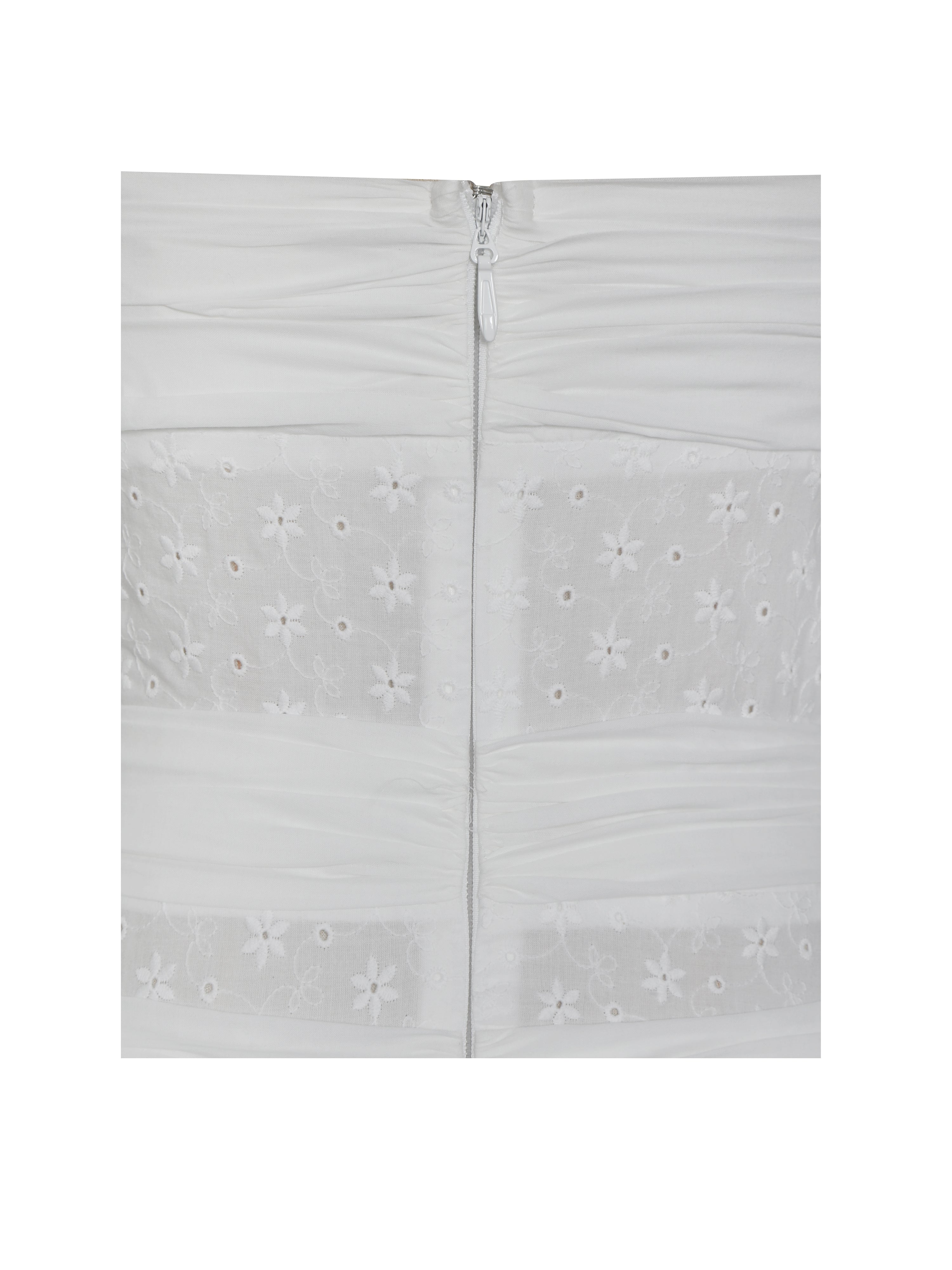 Maelis White Eyelet Drop Waist Cotton Midi Dress