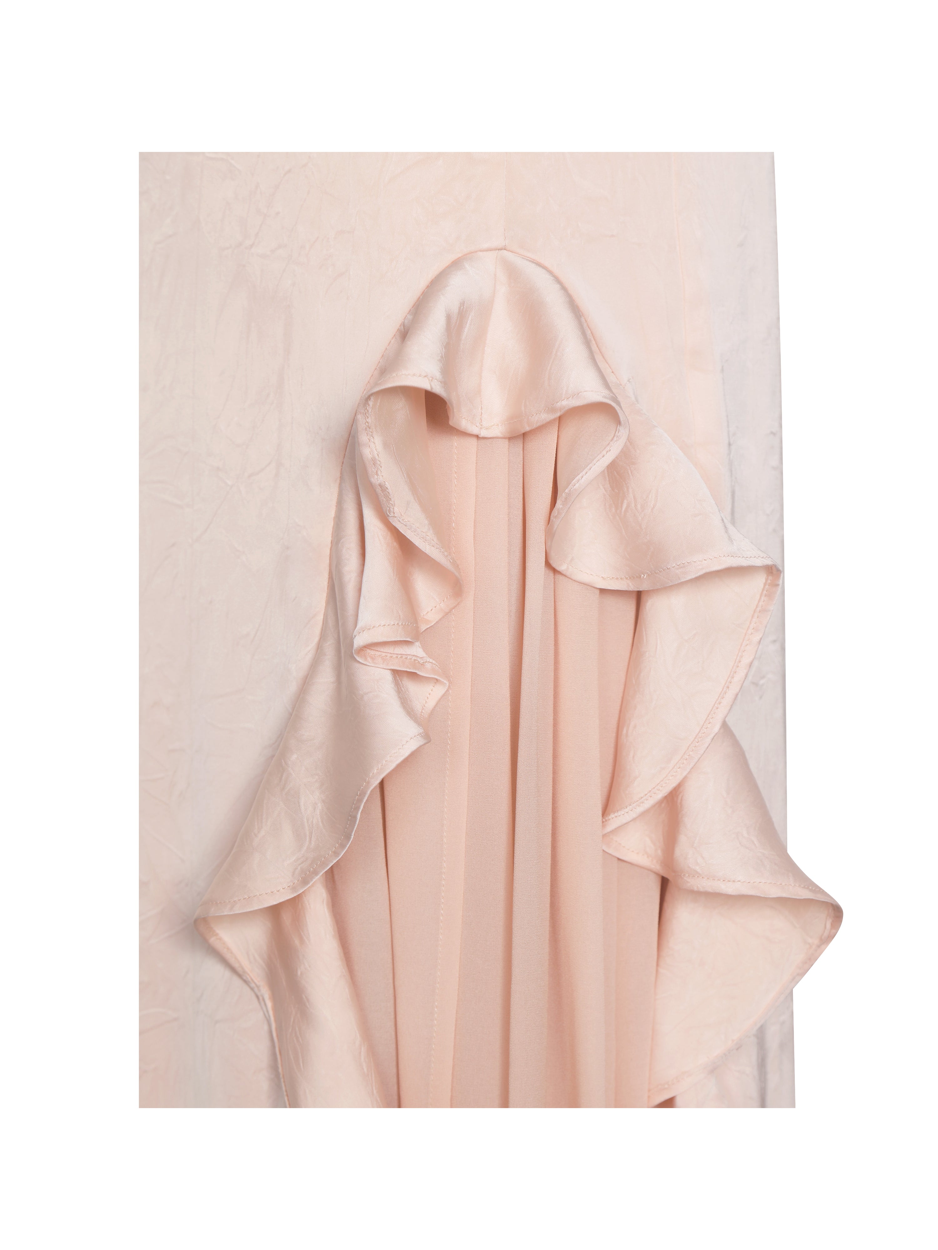 Talyssa Baby Pink Ruched Waist Double High Slit Maxi Gown
