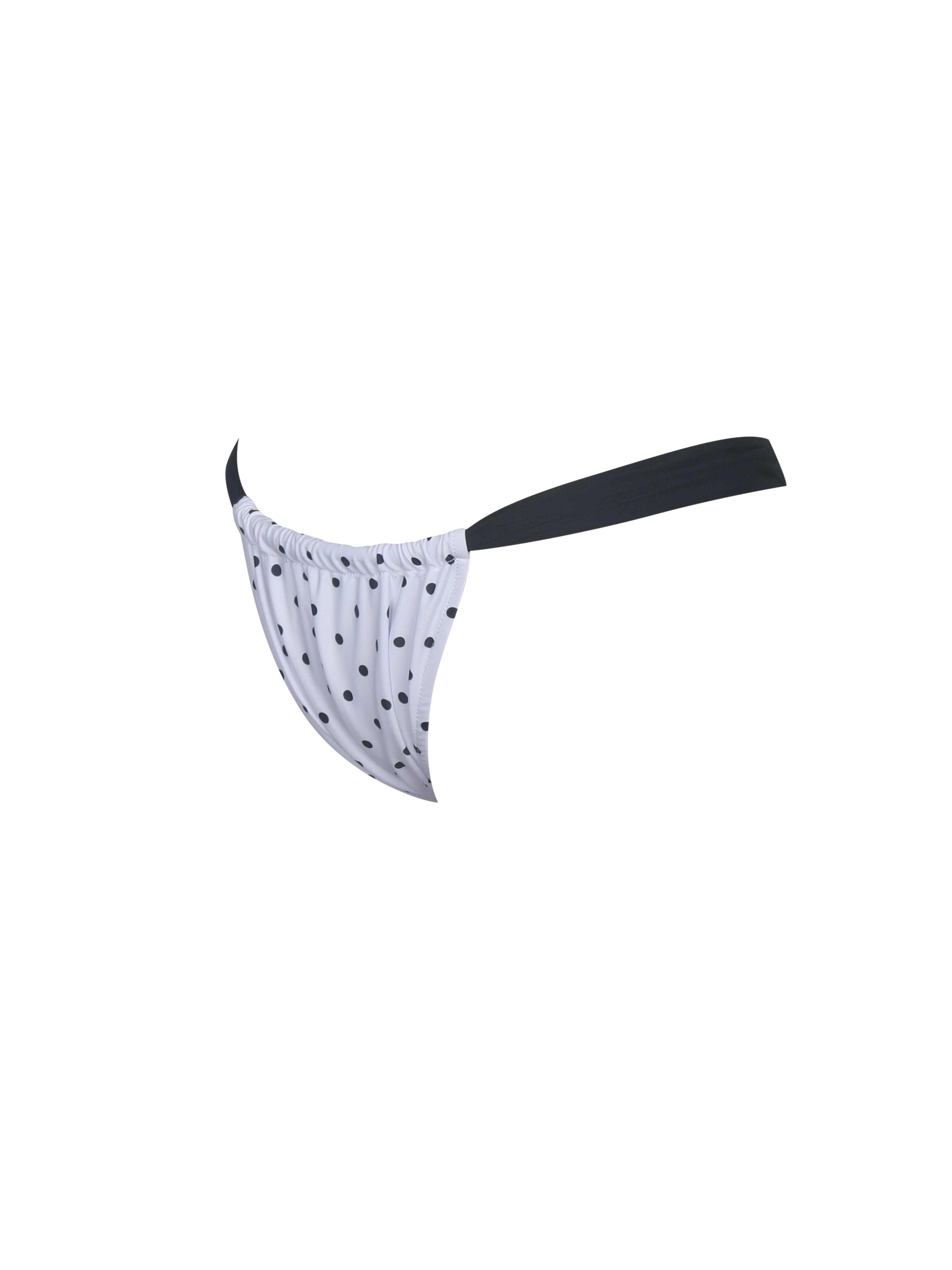 Oliveah Polka Dot Ruched Black Lacing Bikini Bottom