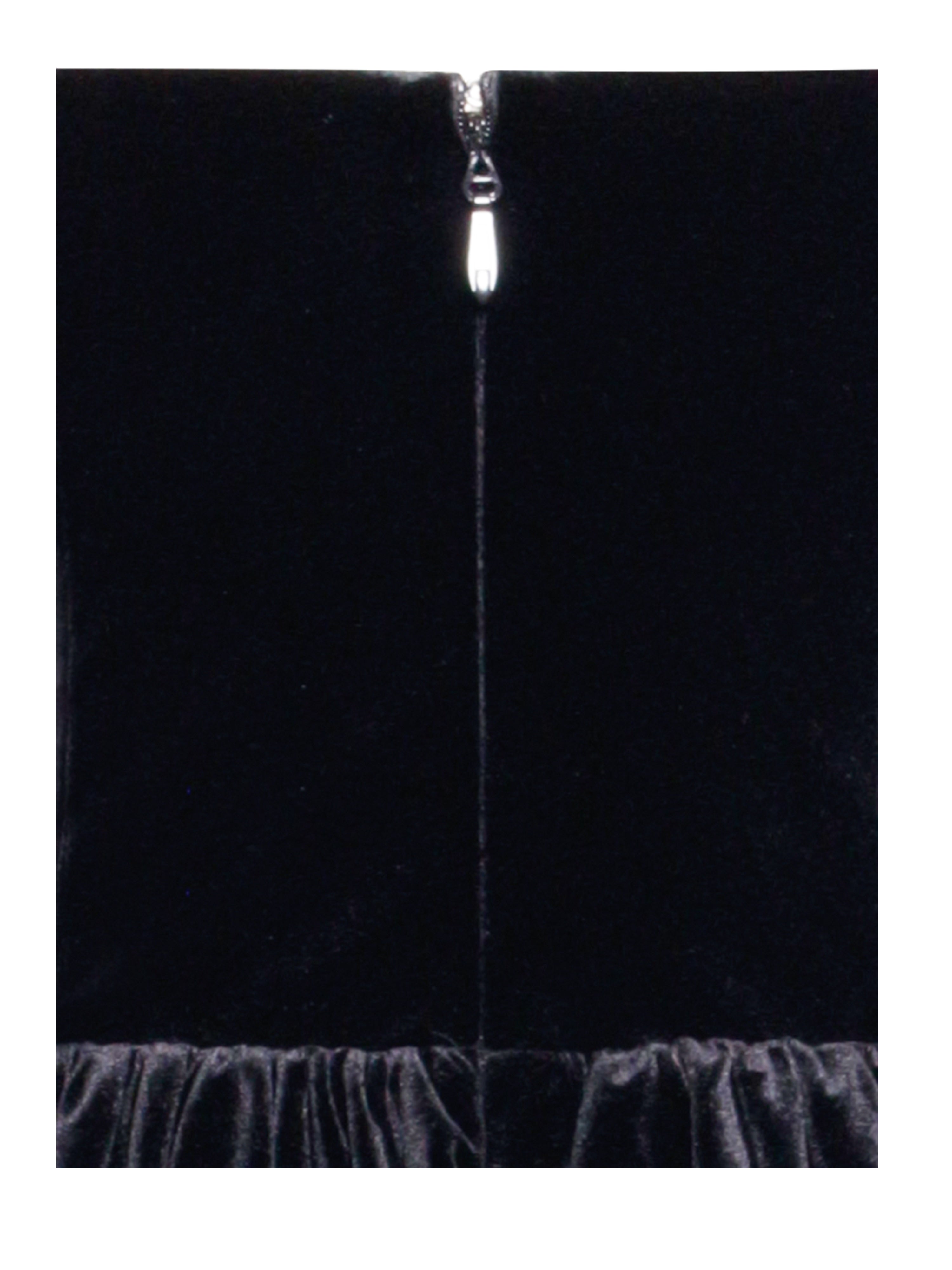 Nora Black Velvet Drop Waist Corset Puffy Mini Dress with Lace Trim (Archive Sale)