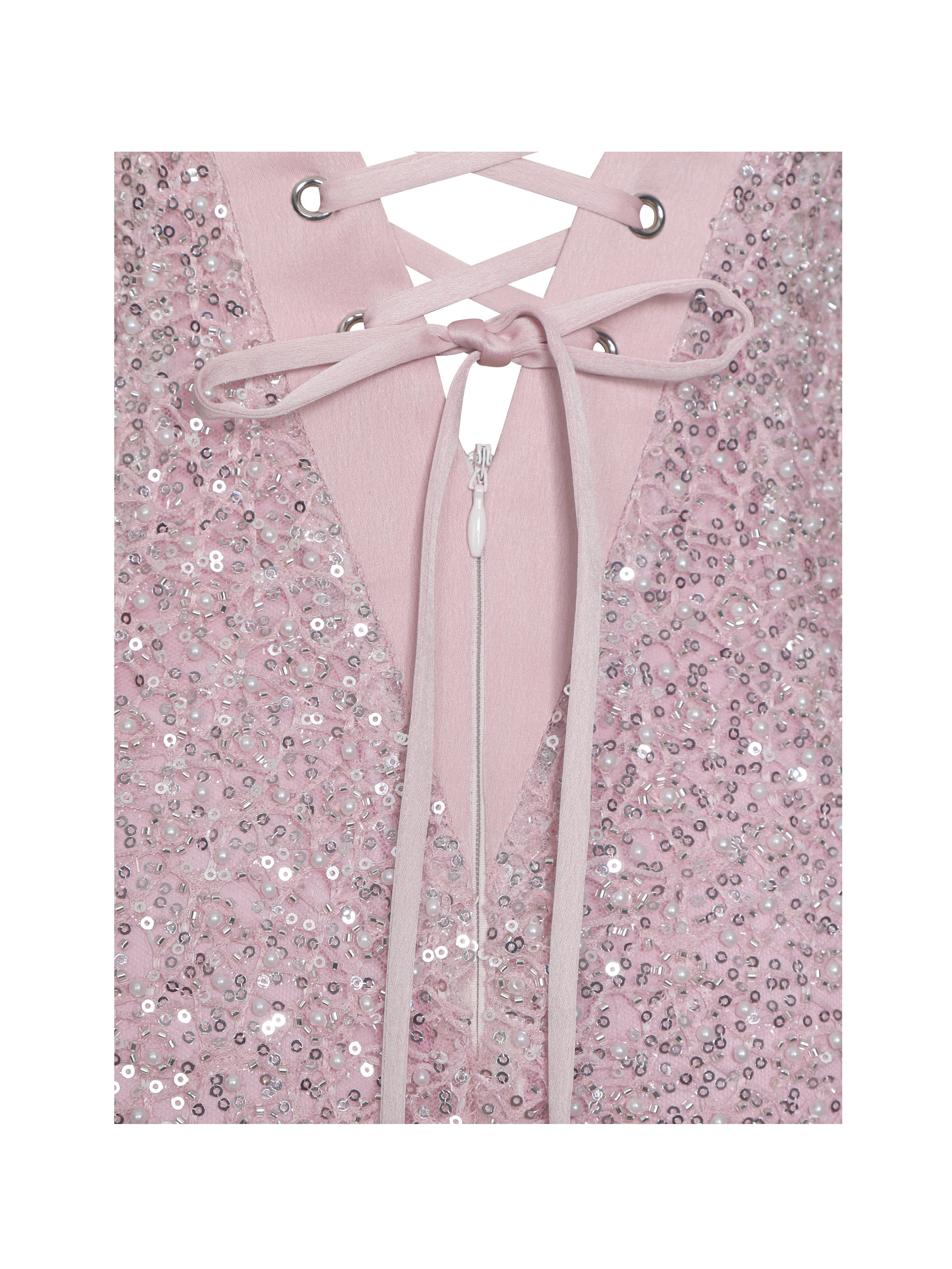 Raizel Pink Beaded Sequin Bodycon Gown with Scarf